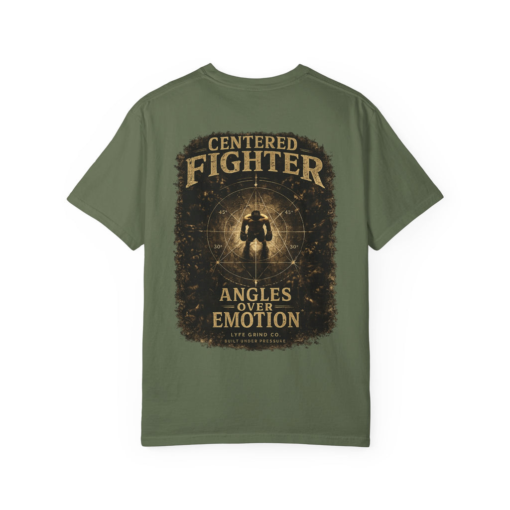 Centered Fighter Tee – LyfeGrind Co. | Angles Over Emotion | Geometric Balance Series