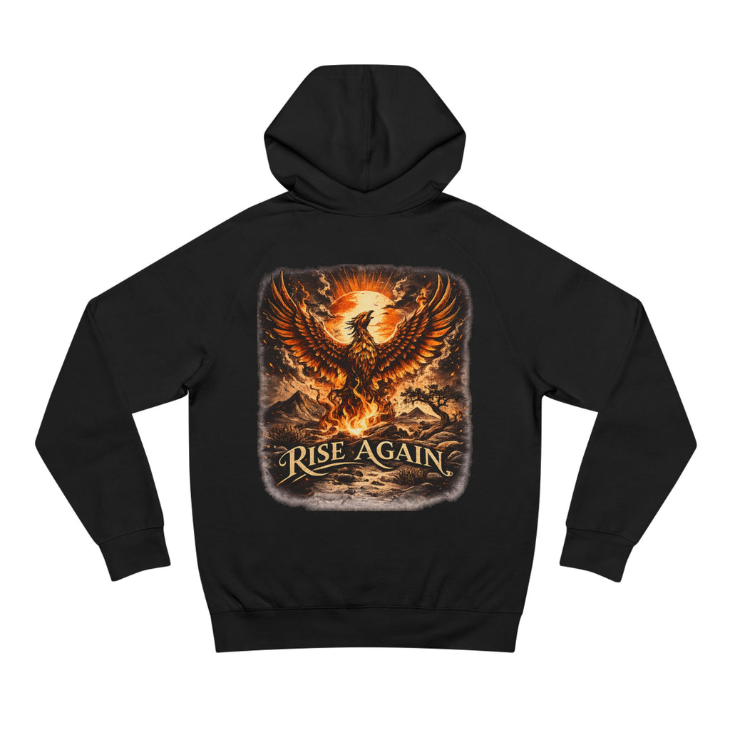Lyfe Grind Co “Rise Again” Phoenix Hoodie – Streetwear Graphic Pullover, Motivational Gym Hoodie, Faith-Based Resilience Sweatshirt