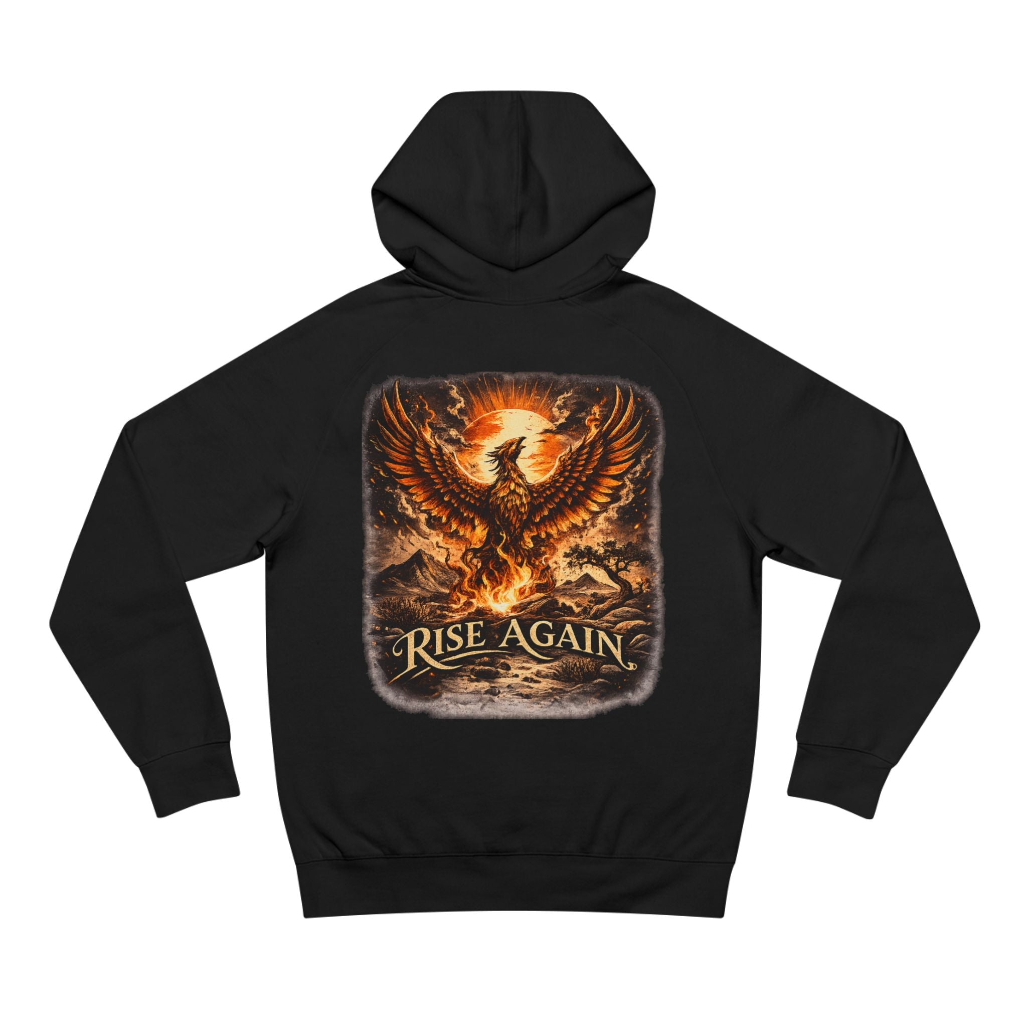 Lyfe Grind Co “Rise Again” Phoenix Hoodie – Streetwear Graphic Pullover, Motivational Gym Hoodie, Faith-Based Resilience Sweatshirt