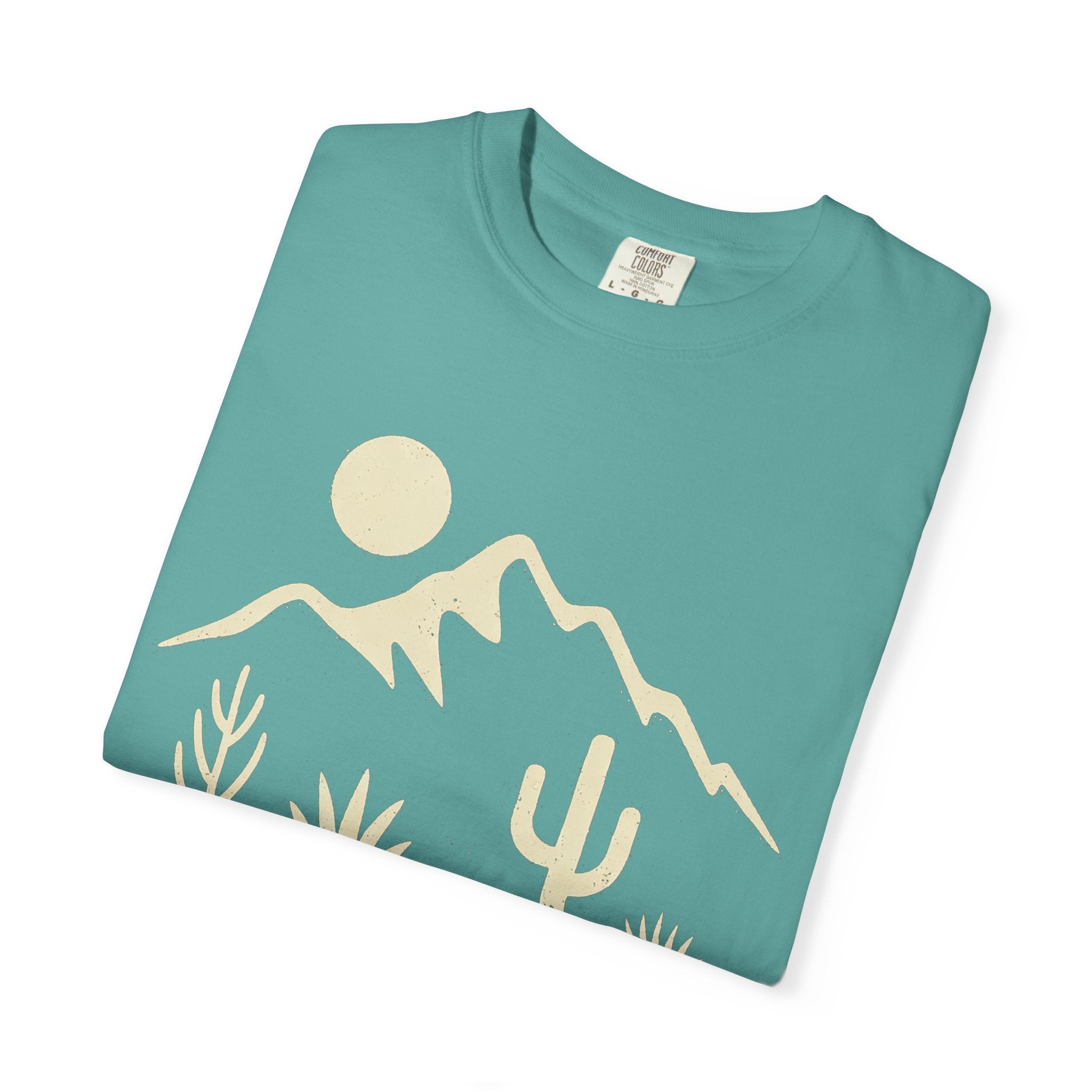 Desert Stillness T-Shirt | Arizona Desert Graphic Tee | Vintage Mountain Cactus Shirt | Minimalist Western Streetwear | Lyfe Grind Co