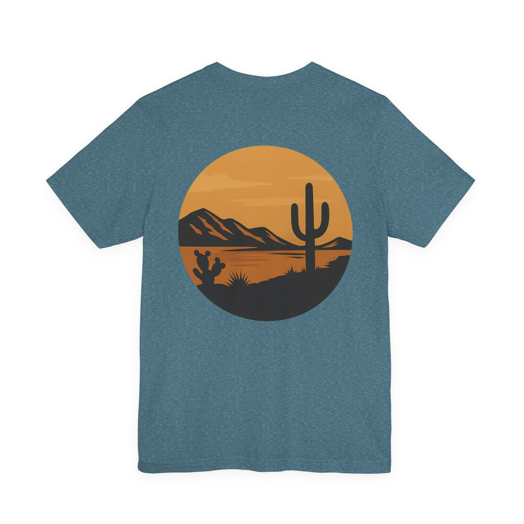 Lyfe Grind Co. – Desert Division Sunset Circle Women’s Tee (Front Micro Logo + Back Graphic)