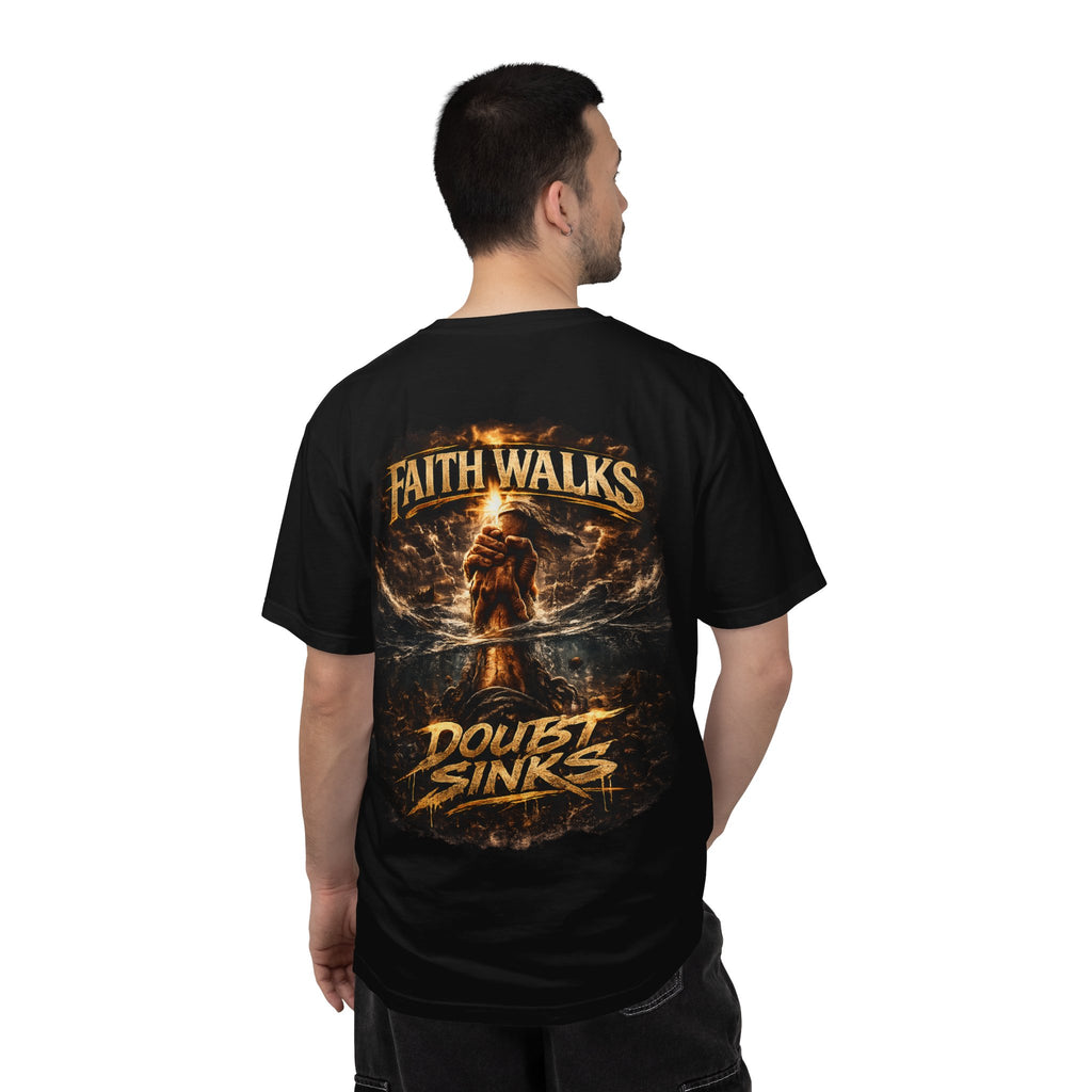 Faith Walks Doubt Sinks T-Shirt – Matthew 14:29–31 Christian Streetwear