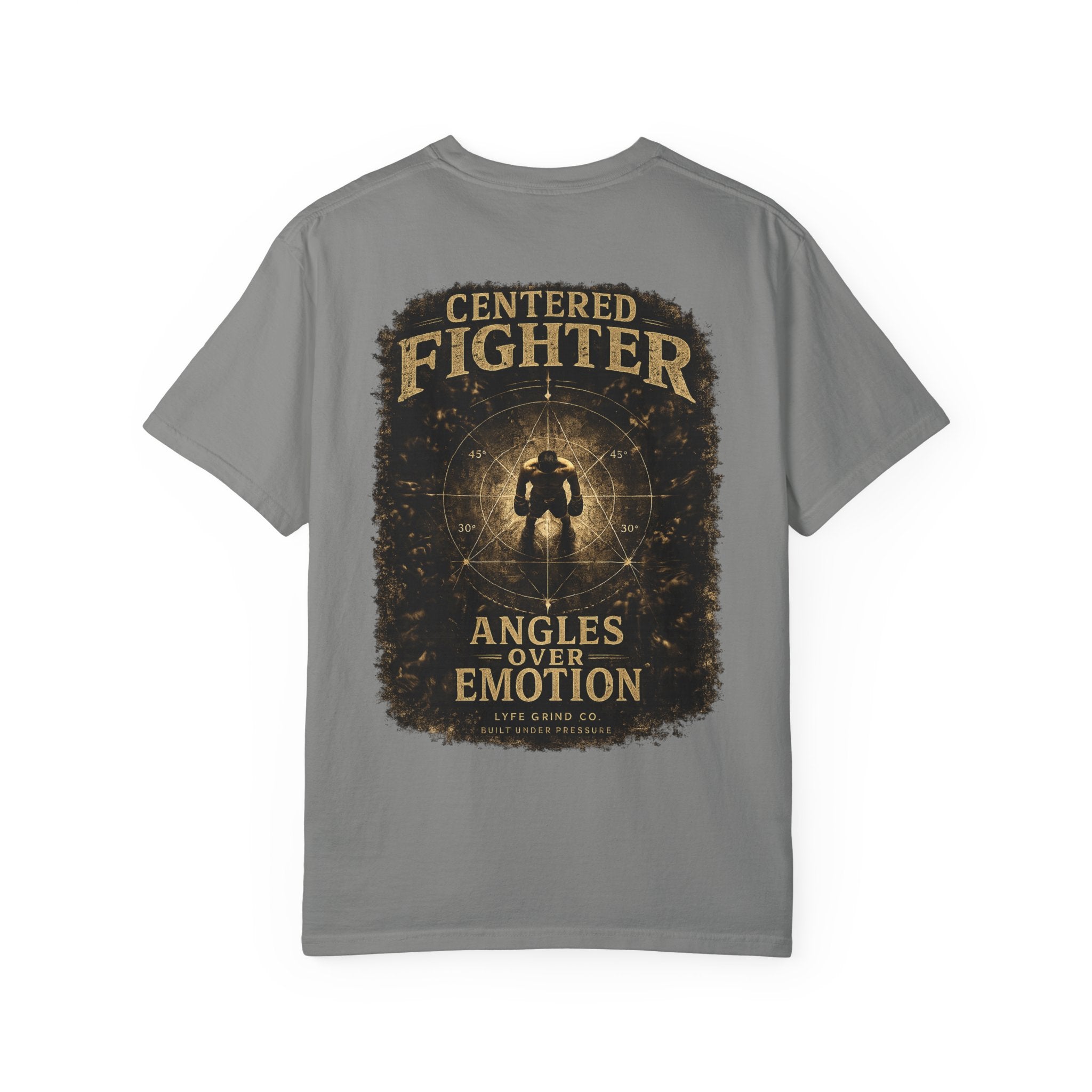 Centered Fighter Tee – LyfeGrind Co. | Angles Over Emotion | Geometric Balance Series