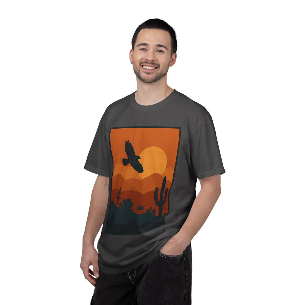 Soaring Hawk – Desert Sky | Premium Comfort Colors Desert Graphic Tee | Lyfe Grind Co.