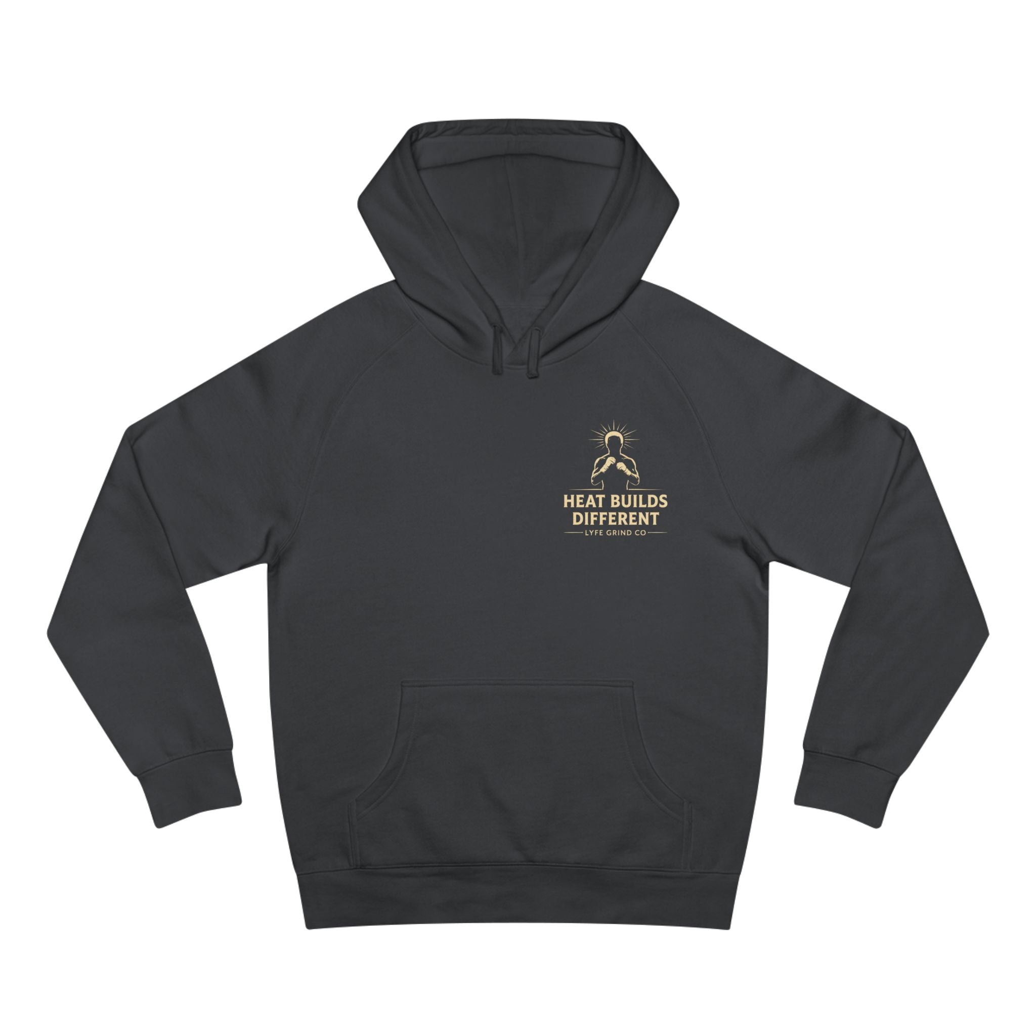 Lyfe Grind Co “Heat Builds Different” Hoodie – Desert Streetwear Pullover, Boxing & Gym Hoodie, Arizona Graphic Sweatshirt