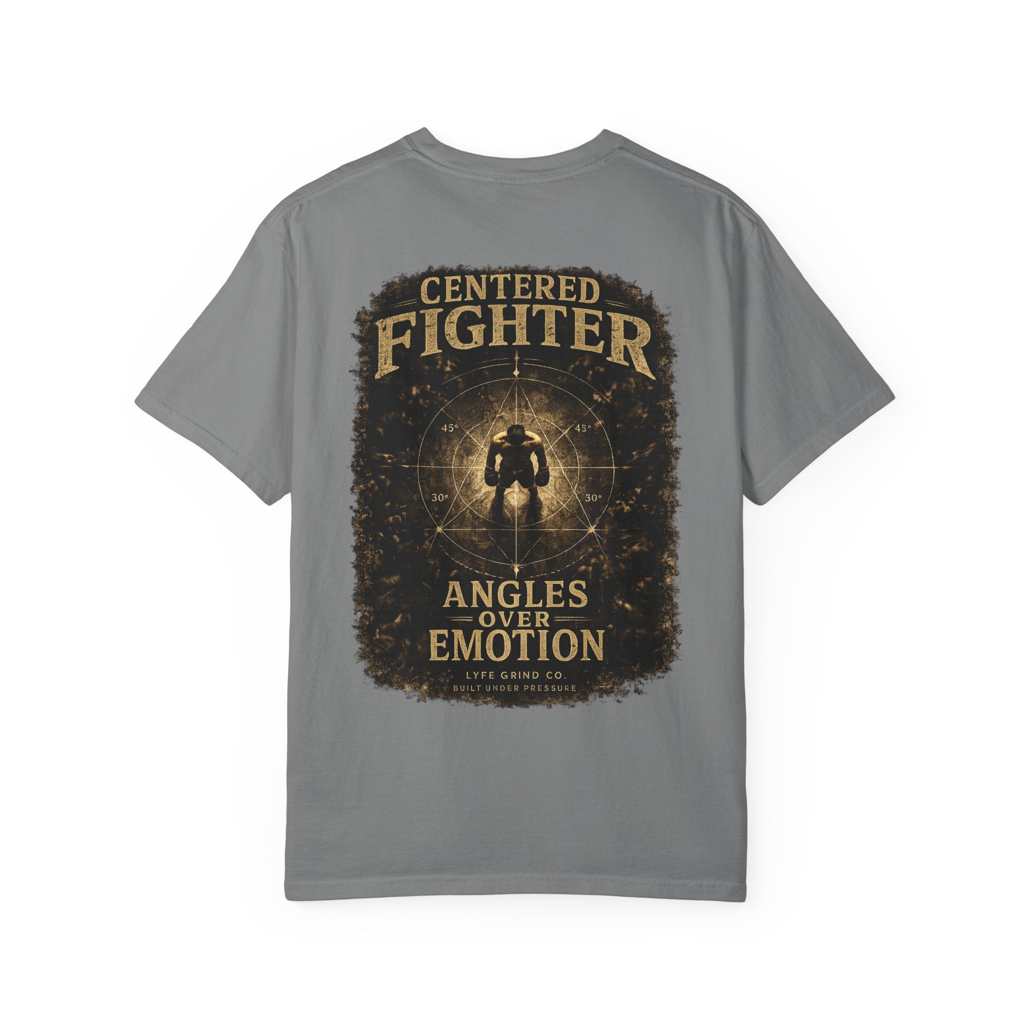 Centered Fighter Tee – LyfeGrind Co. | Angles Over Emotion | Geometric Balance Series