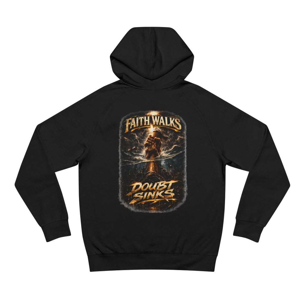 Lyfe Grind Co “Faith Walks, Doubt Sinks” Hoodie – Christian Streetwear Pullover, Matthew 14:29–31 Faith-Based Graphic Hoodie
