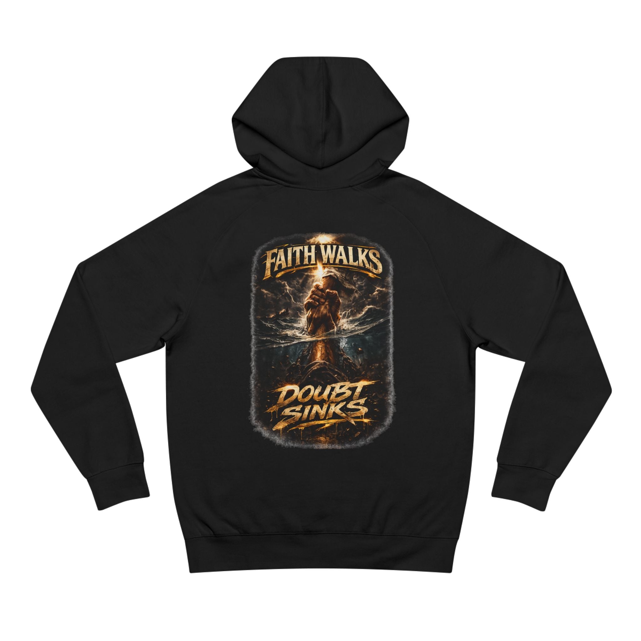 Lyfe Grind Co “Faith Walks, Doubt Sinks” Hoodie – Christian Streetwear Pullover, Matthew 14:29–31 Faith-Based Graphic Hoodie