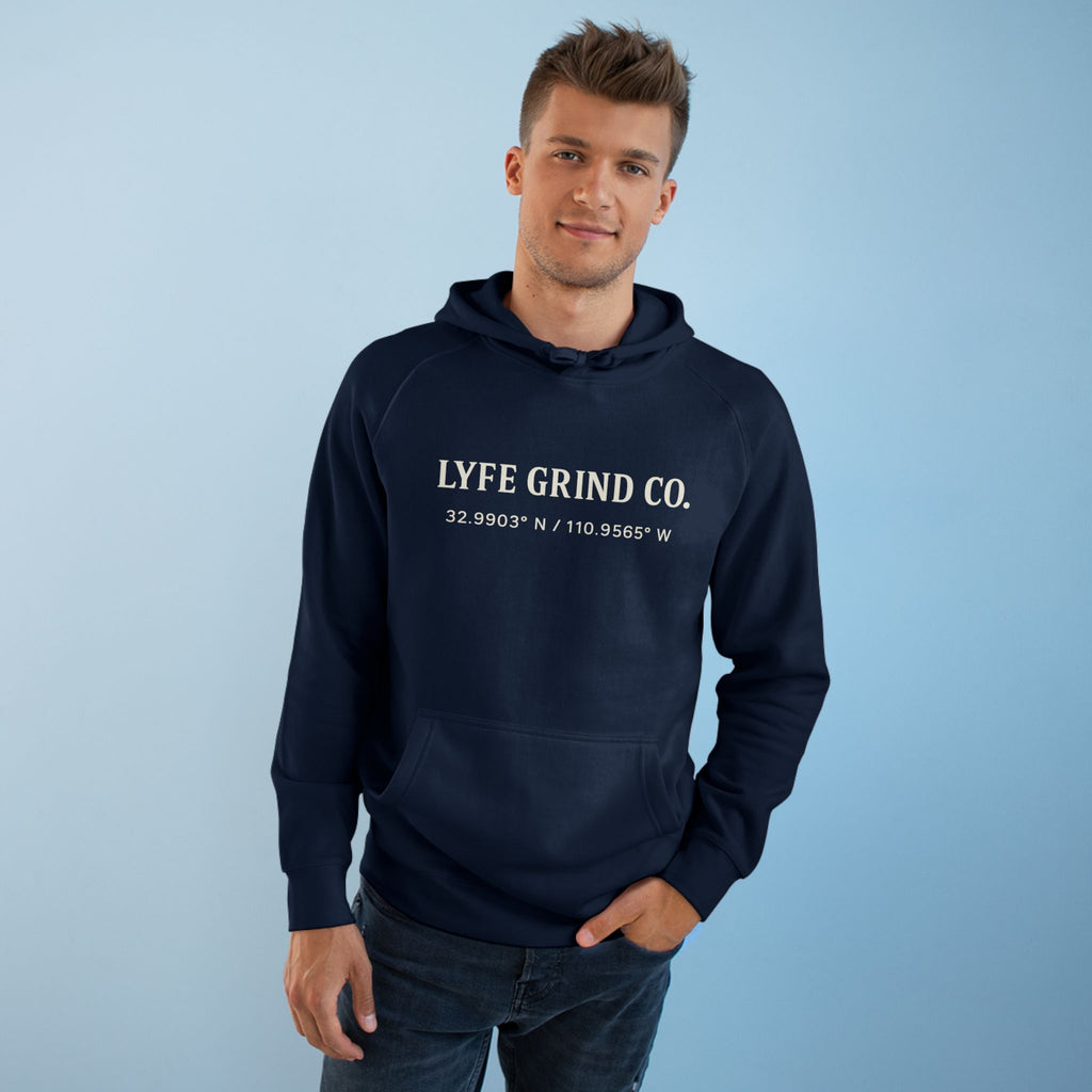 Lyfe Grind Co Logo Hoodie – Desert Division Streetwear Pullover, Minimalist Premium Hoodie, Arizona Coordinates Sweatshirt