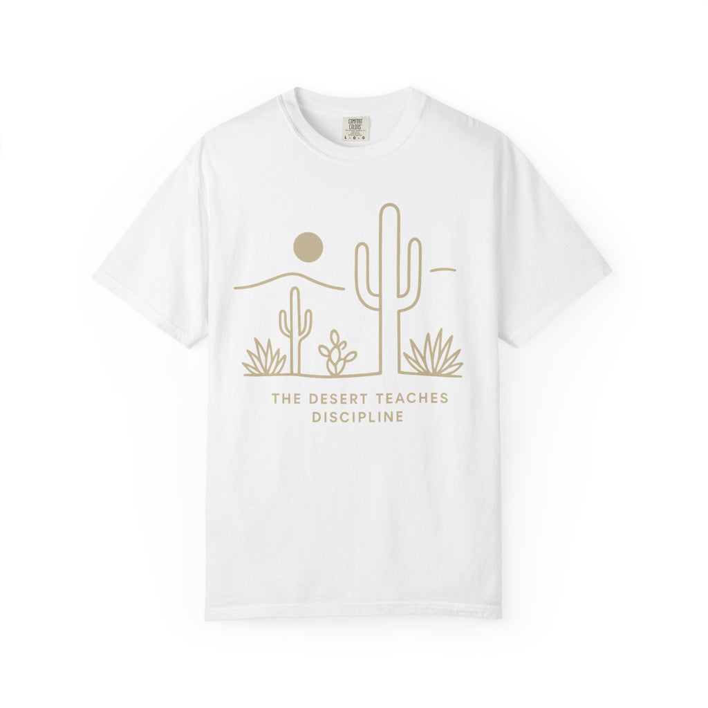 Lyfe Grind Co. – The Desert Teaches Discipline | Comfort Colors® 1717 | Western Minimal Desert Tee (Brick)