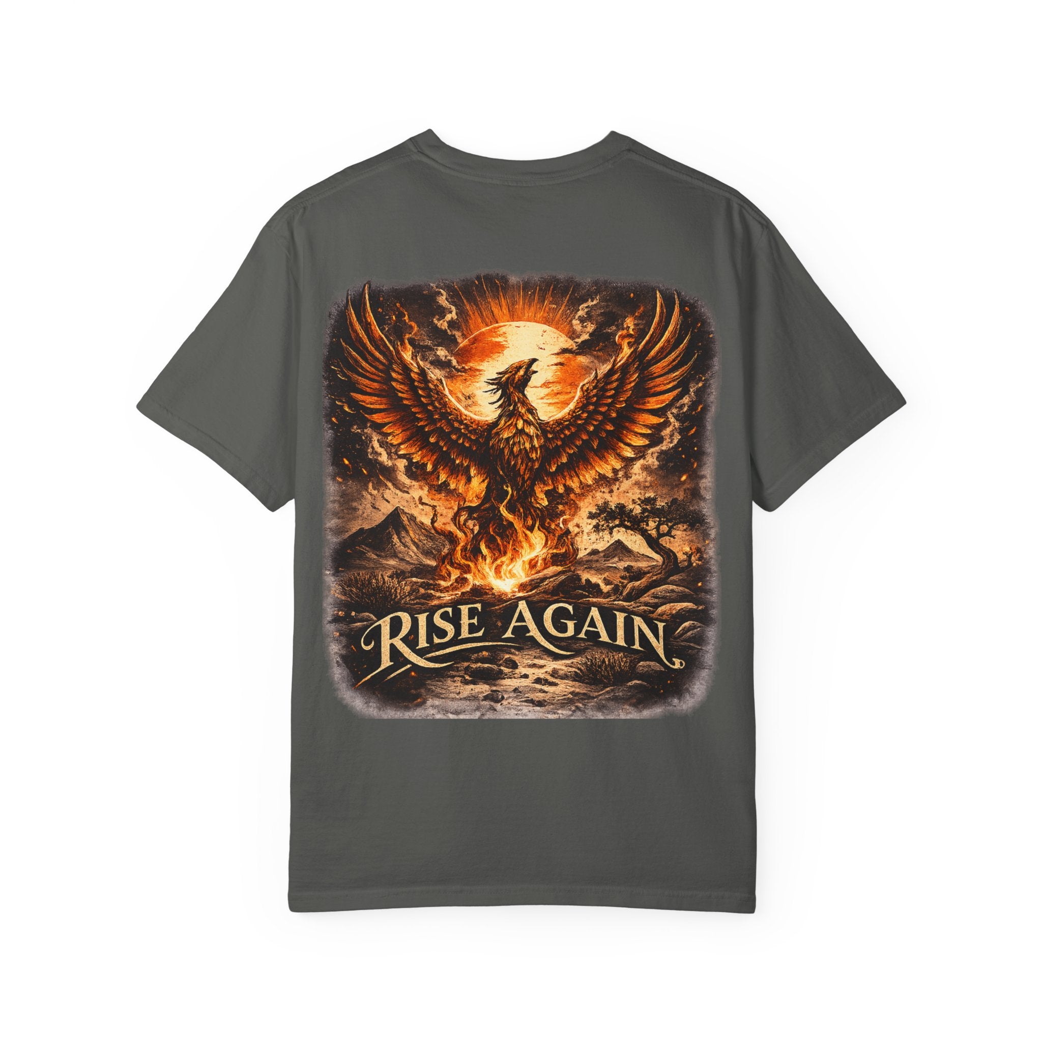Phoenix “Rise Again” Graphic T-Shirt – Streetwear Phoenix Tee, Motivational Phoenix Shirt, Phoenix Rebirth Tee