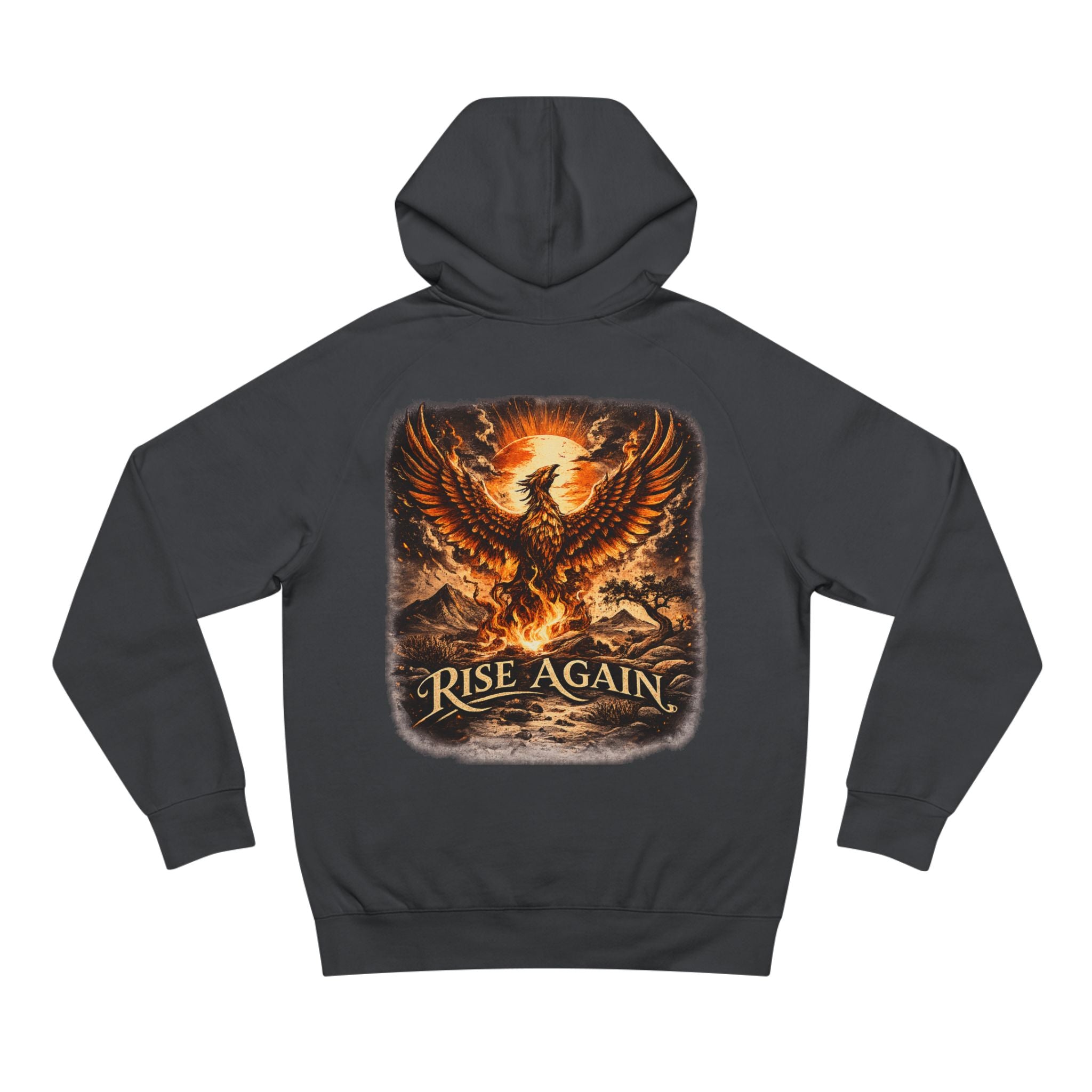 Lyfe Grind Co “Rise Again” Phoenix Hoodie – Streetwear Graphic Pullover, Motivational Gym Hoodie, Faith-Based Resilience Sweatshirt