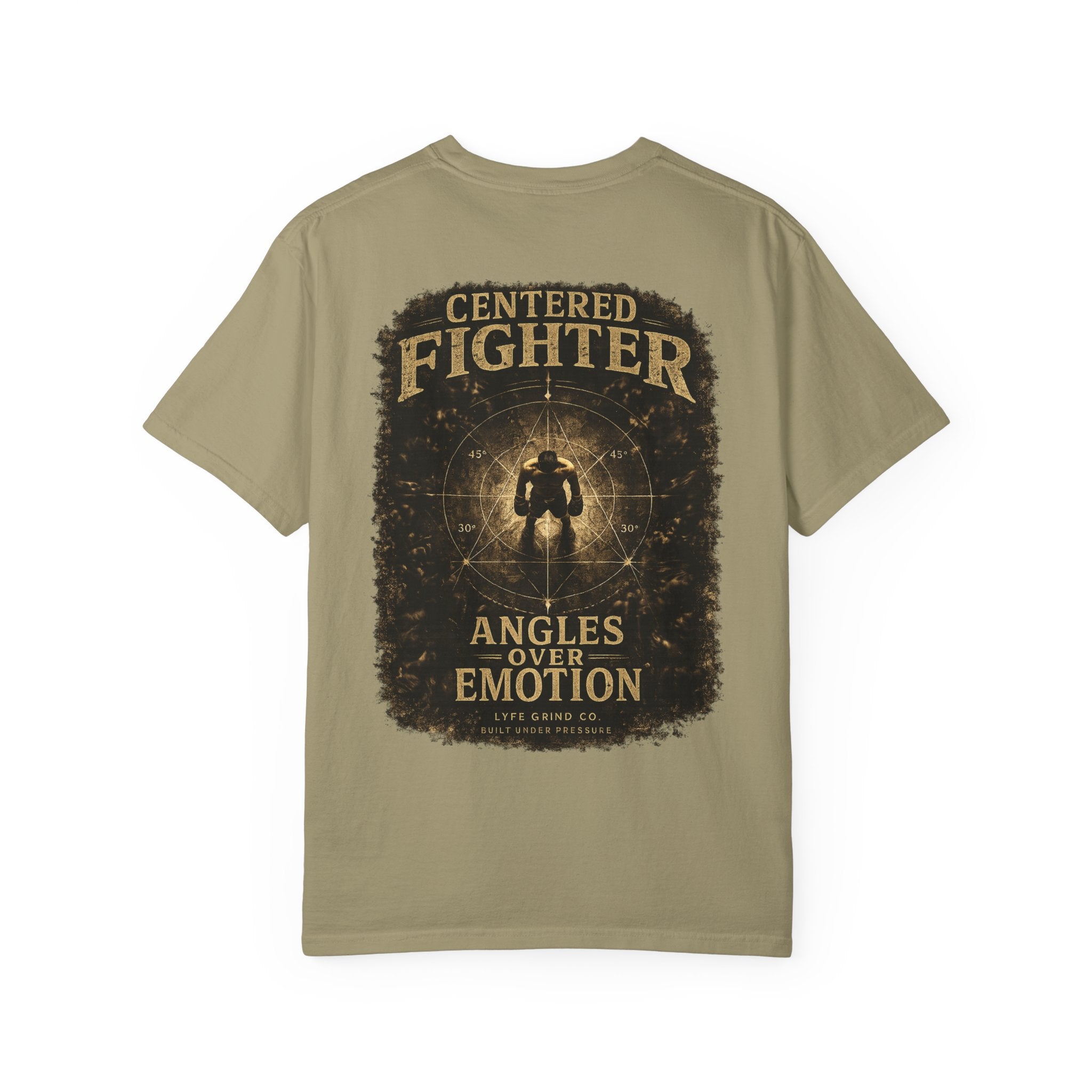 Centered Fighter Tee – LyfeGrind Co. | Angles Over Emotion | Geometric Balance Series