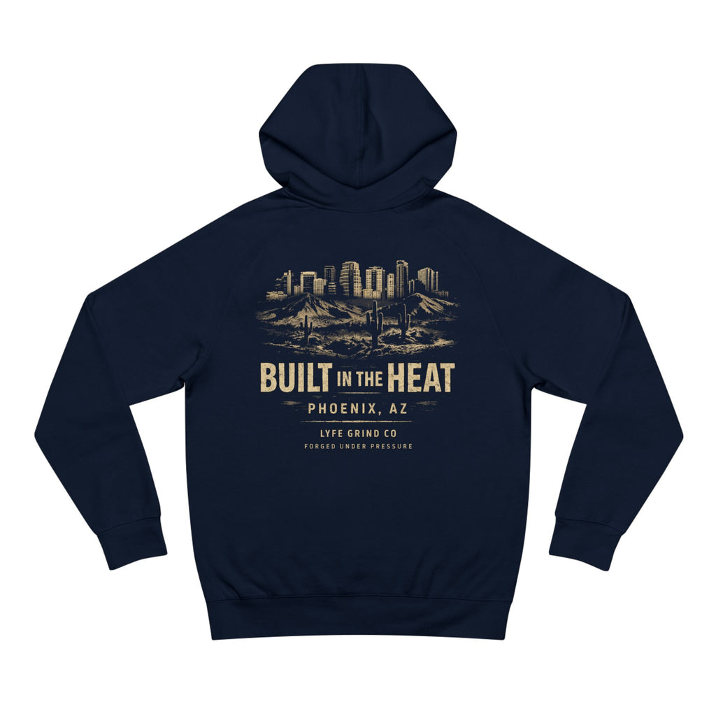 Lyfe Grind Co “Built in the Heat” Hoodie – Phoenix AZ Streetwear Pullover, Desert Division Graphic Hoodie, PHX Sweatshirt