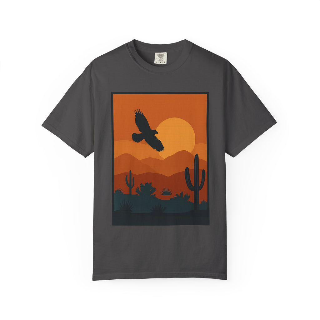 Soaring Hawk – Desert Sky | Premium Comfort Colors Desert Graphic Tee | Lyfe Grind Co.