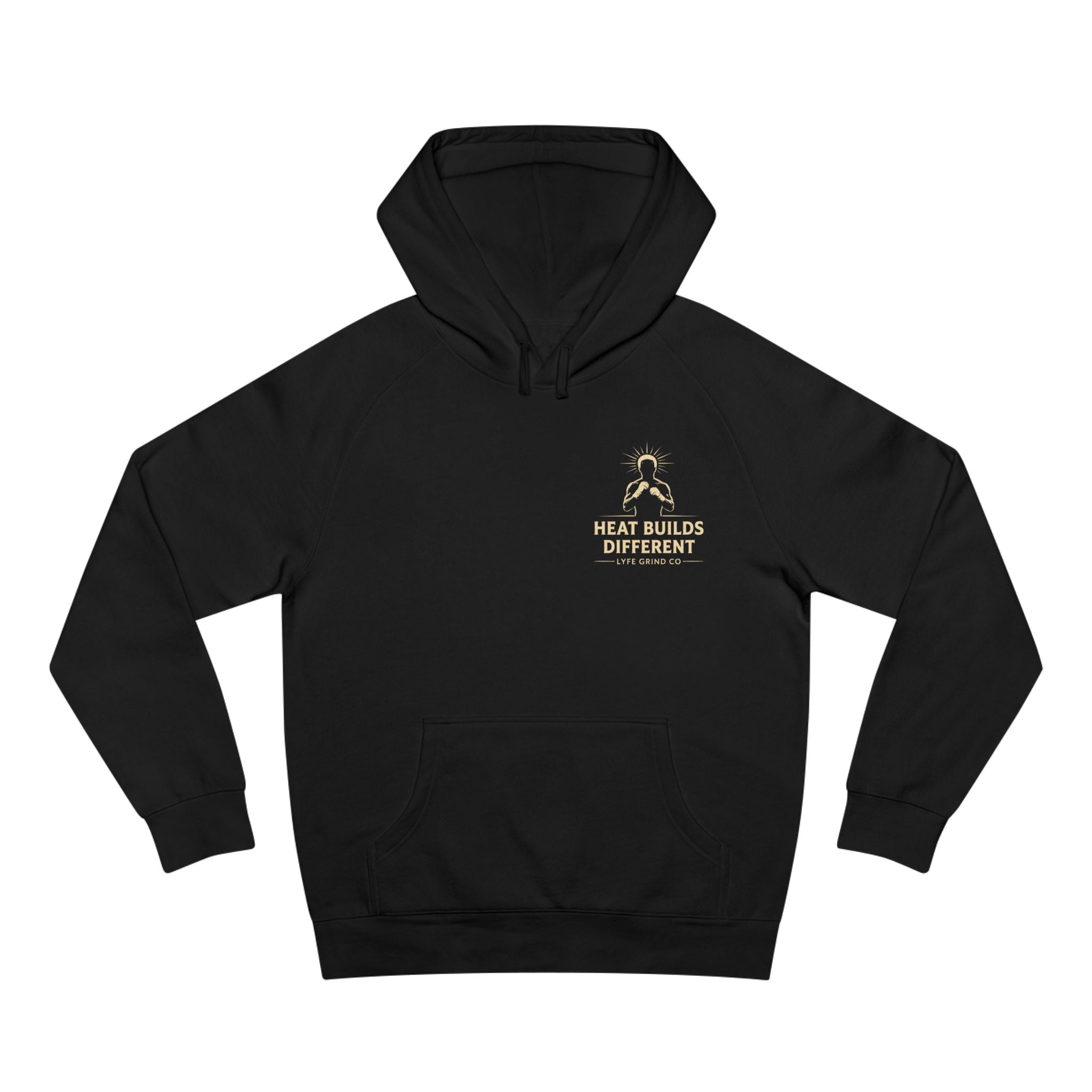 Lyfe Grind Co “Heat Builds Different” Hoodie – Desert Streetwear Pullover, Boxing & Gym Hoodie, Arizona Graphic Sweatshirt