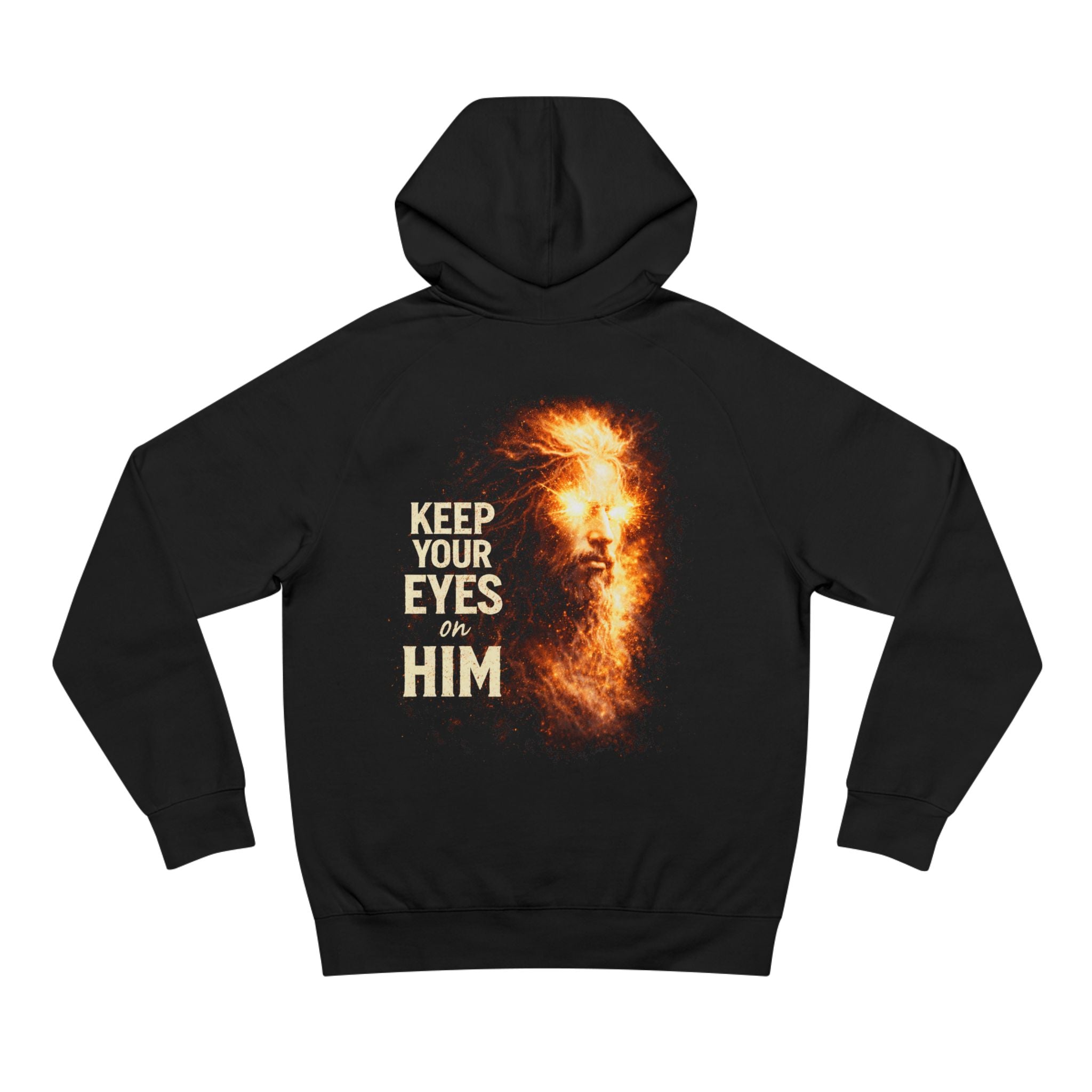 Lyfe Grind Co “Keep Your Eyes on Him” Hoodie – Christian Streetwear Pullover, Faith-Based Graphic Hoodie, Christ Is King Minimal Front