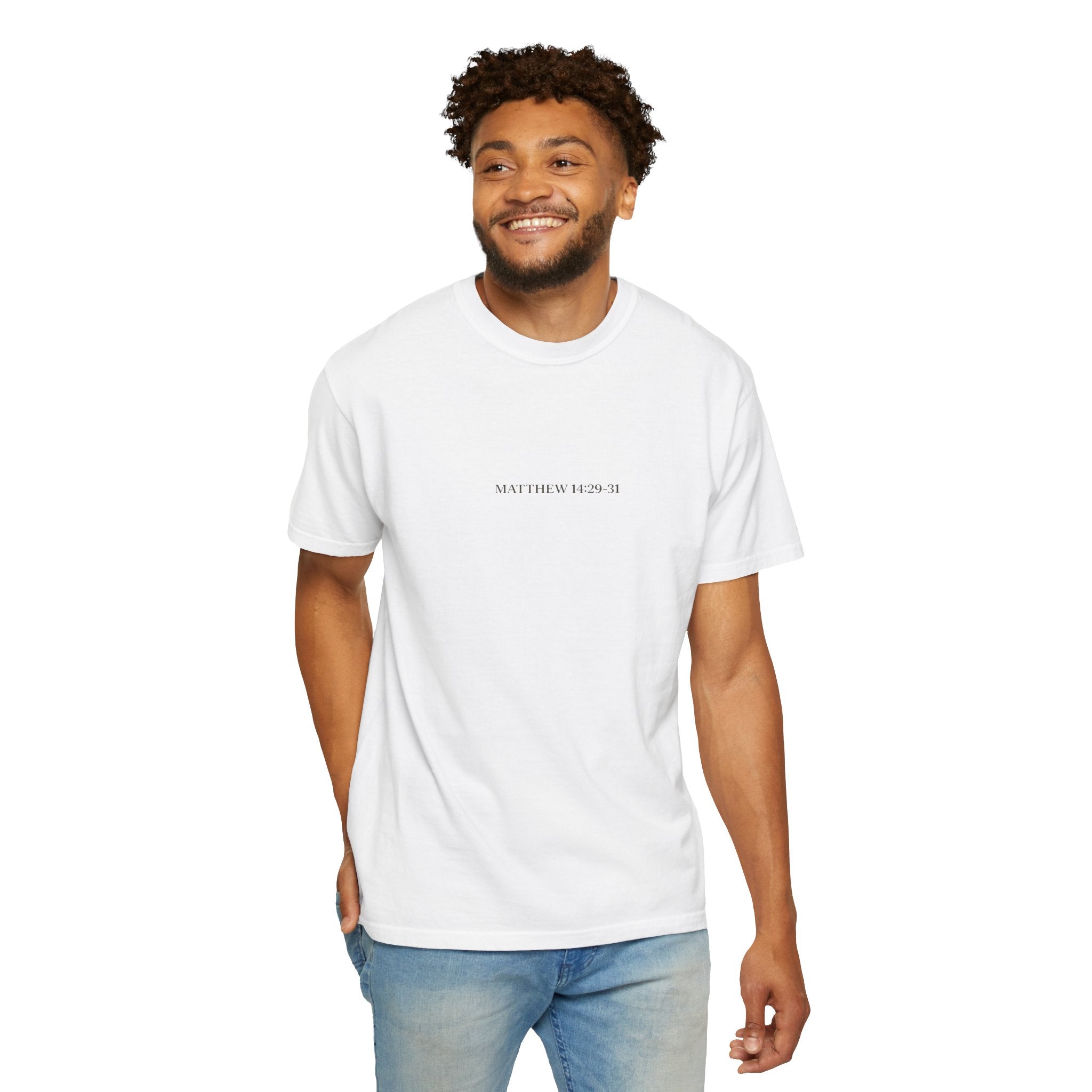 Faith Walks Doubt Sinks T-Shirt – Matthew 14:29–31 Christian Streetwear