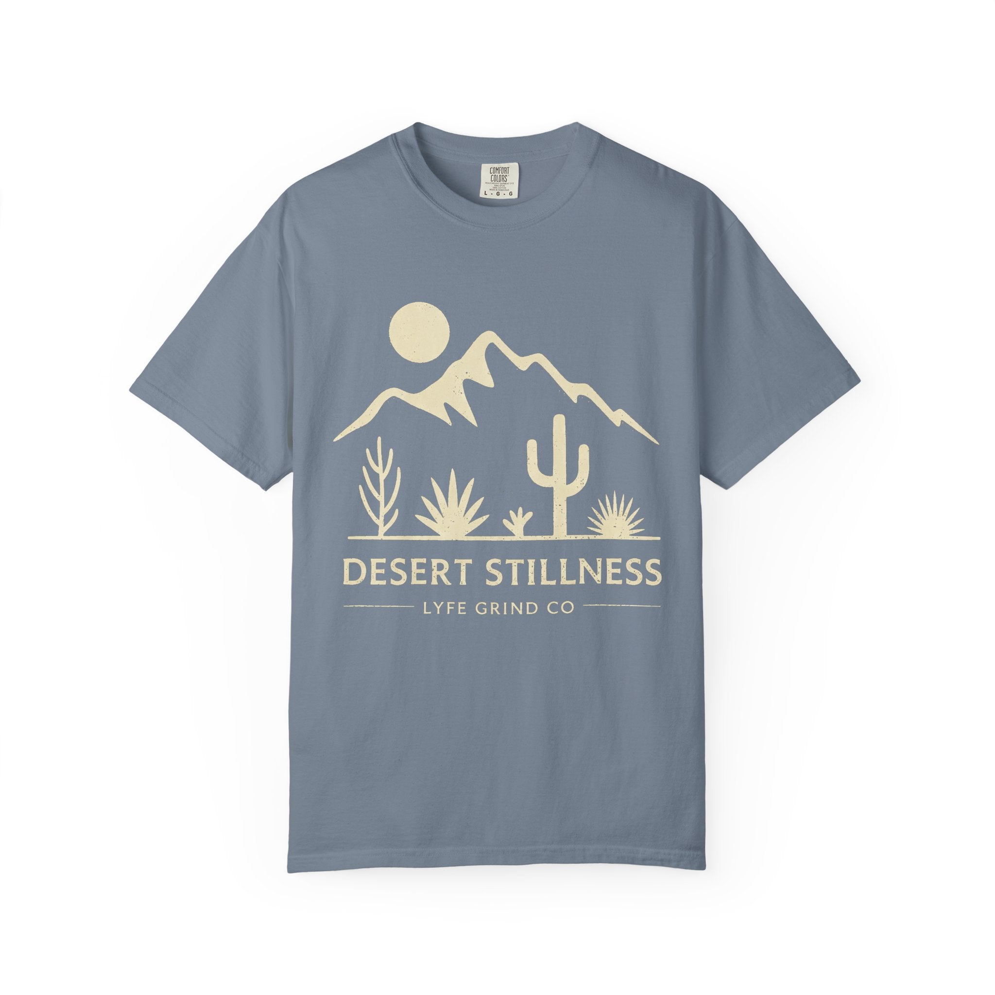 Desert Stillness T-Shirt | Arizona Desert Graphic Tee | Vintage Mountain Cactus Shirt | Minimalist Western Streetwear | Lyfe Grind Co