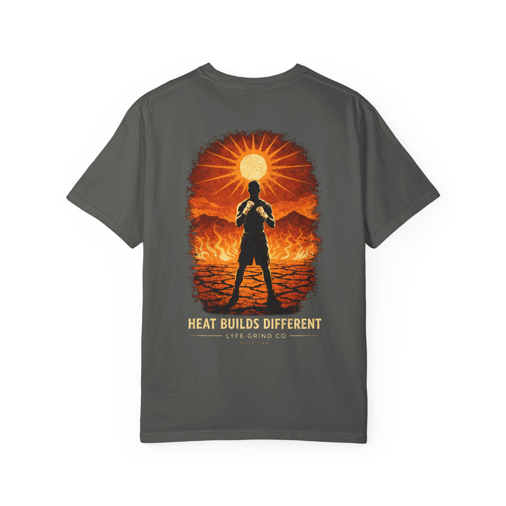 Heat Builds Different T-Shirt | Boxing Streetwear Tee | Motivational Gym Shirt | Desert Graphic Tee | Lyfe Grind Co