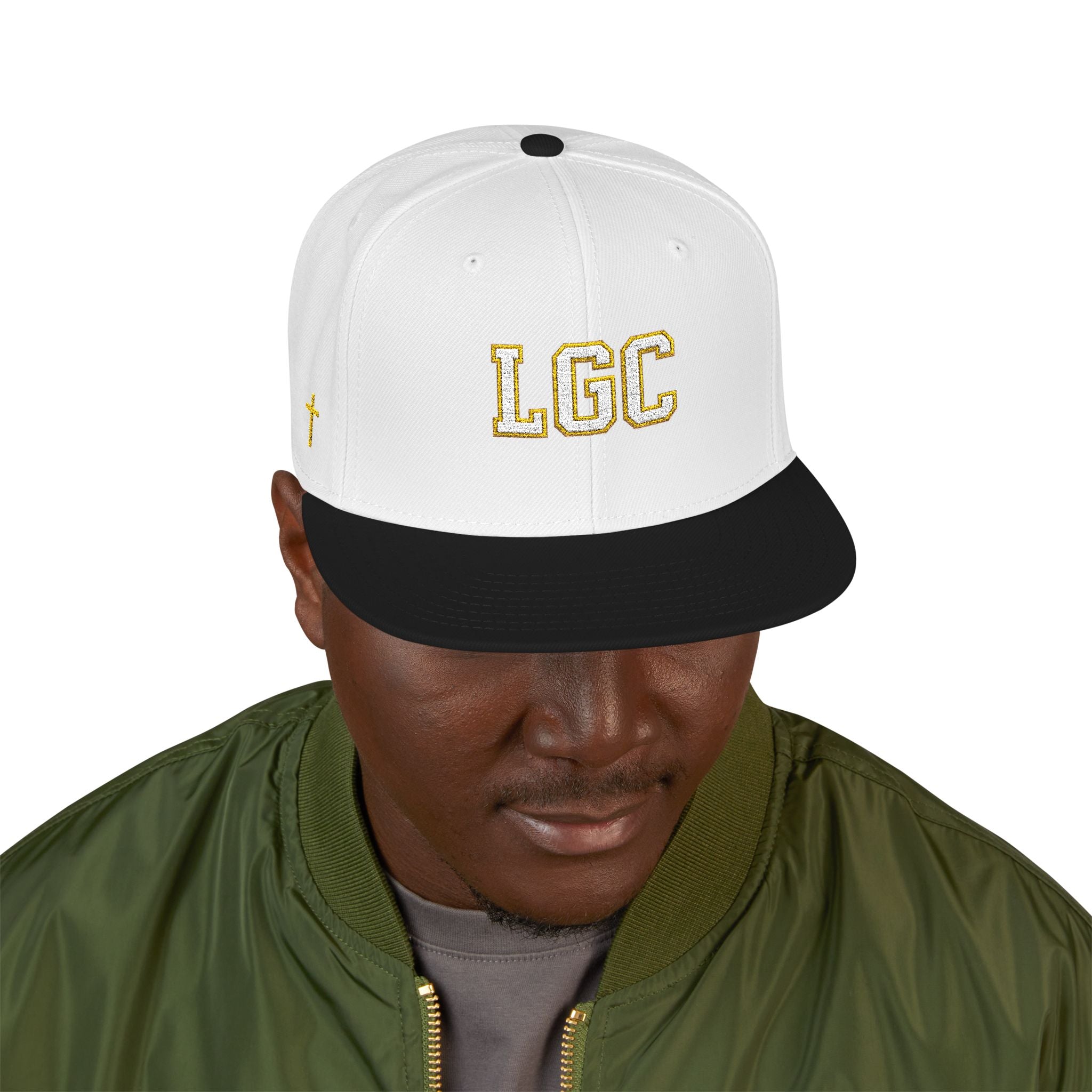 Lyfe Grind Co Snapback Hat – LGC Logo w/ Cross Detail | Faith-Based Streetwear Flat Brim Cap