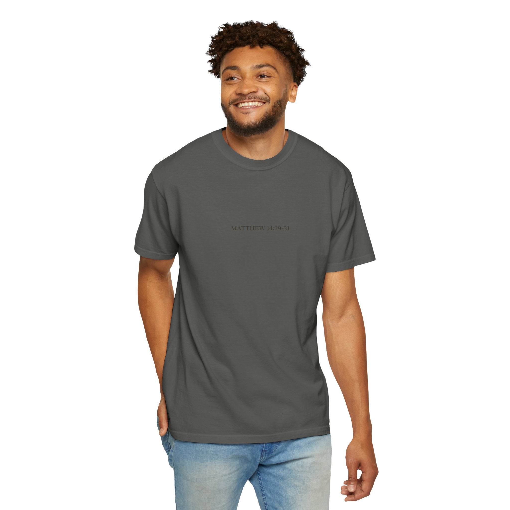Faith Walks Doubt Sinks T-Shirt – Matthew 14:29–31 Christian Streetwear