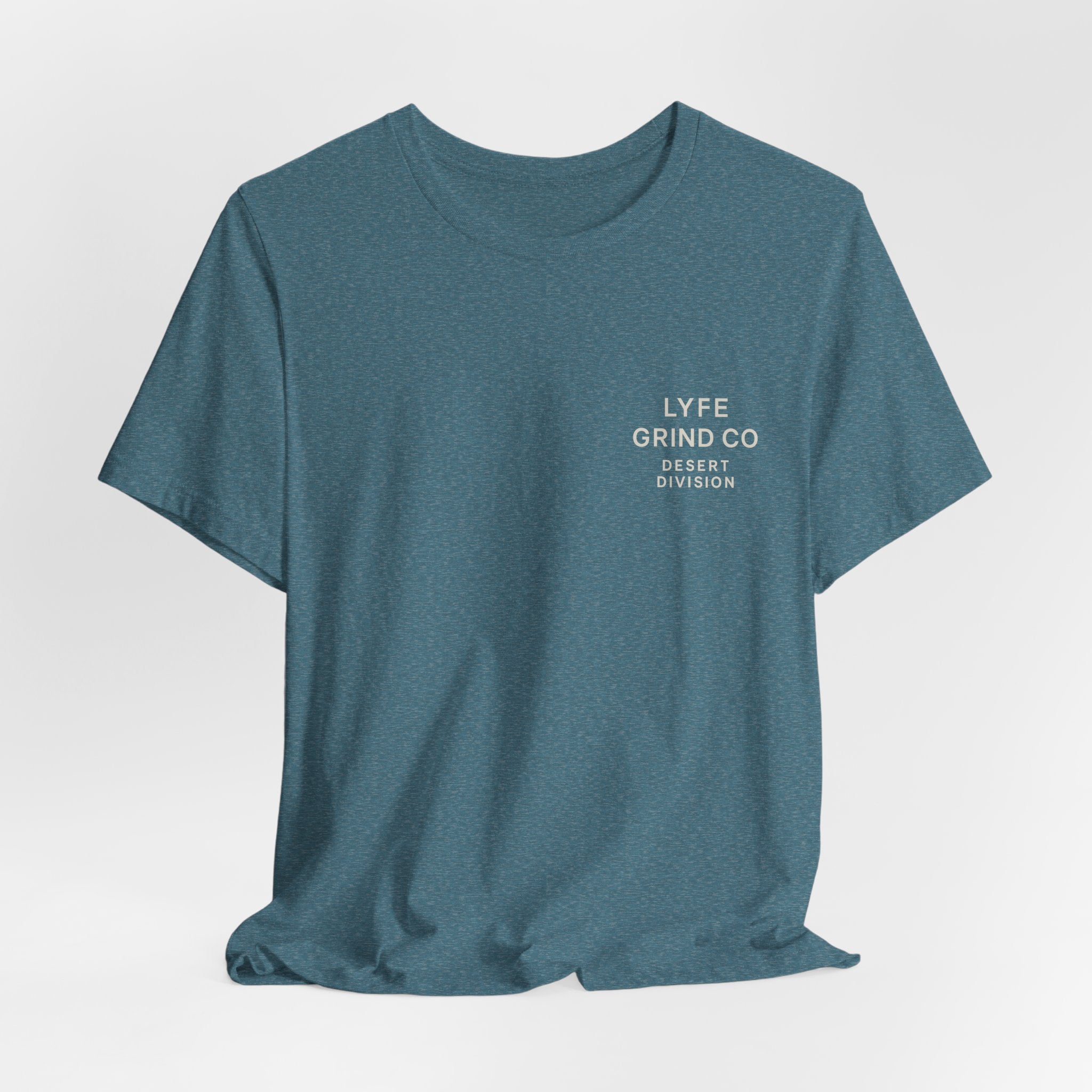 Lyfe Grind Co. – Desert Division Sunset Circle Women’s Tee (Front Micro Logo + Back Graphic)