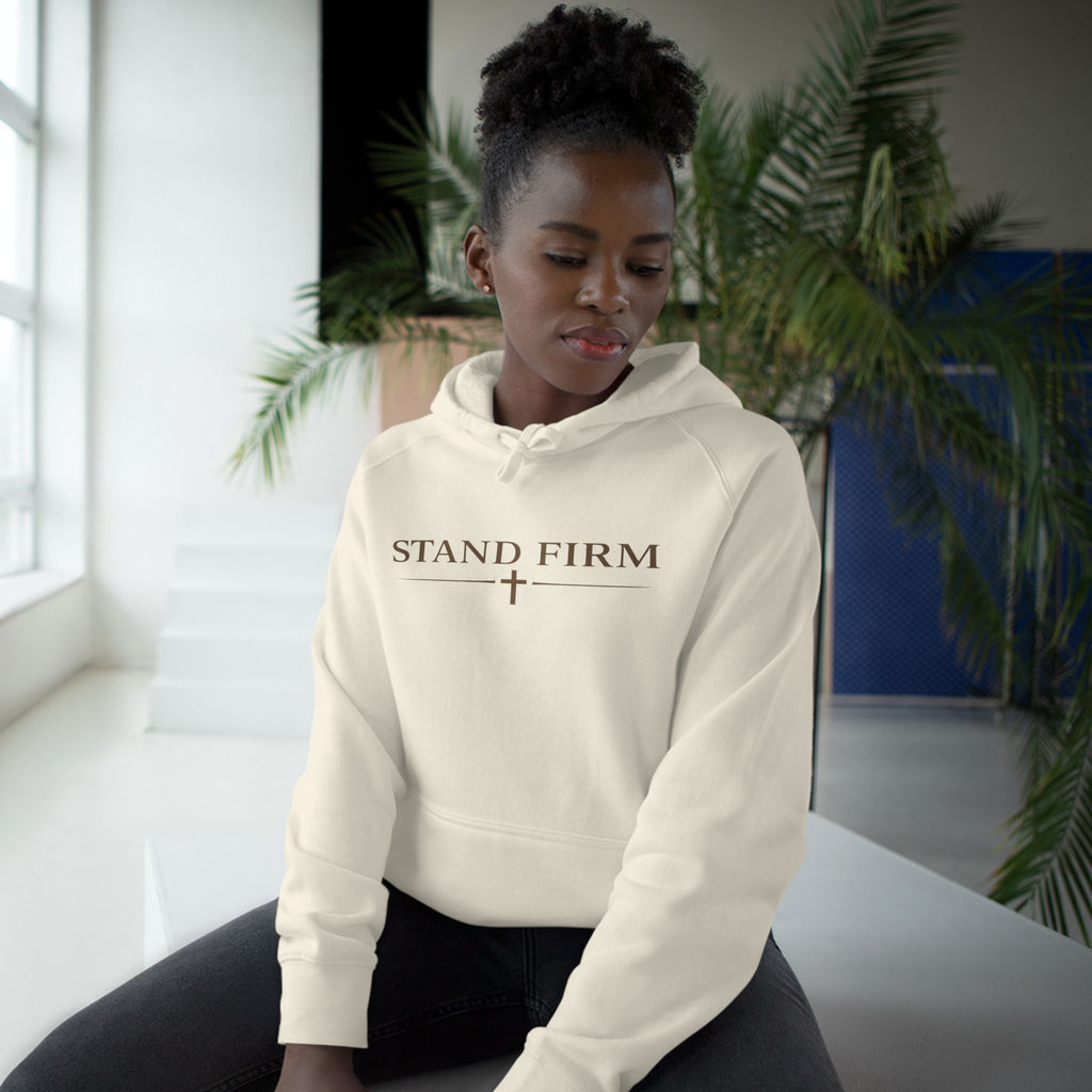Lyfe Grind Co “Stand Firm” Hoodie – Minimalist Christian Streetwear Pullover, Faith-Based Sweatshirt, Cross Graphic Hoodie