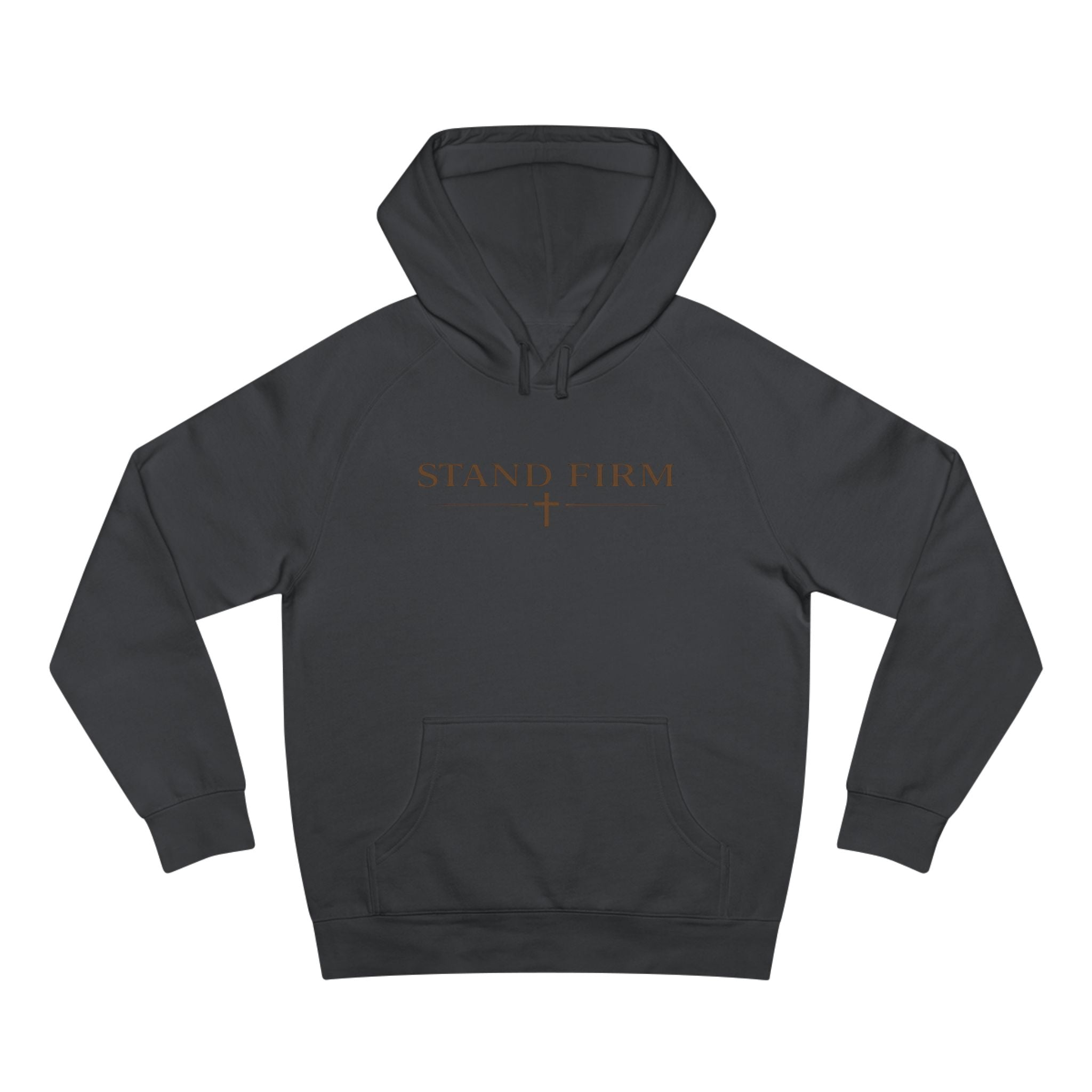 Lyfe Grind Co “Stand Firm” Hoodie – Minimalist Christian Streetwear Pullover, Faith-Based Sweatshirt, Cross Graphic Hoodie