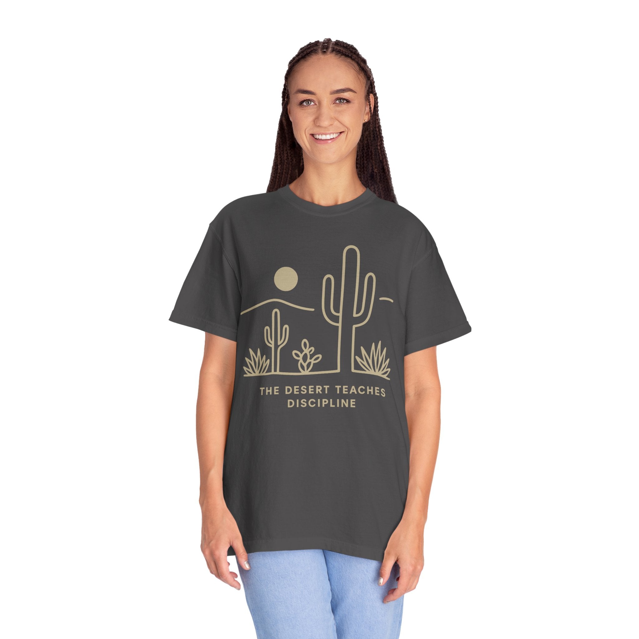 Lyfe Grind Co. – The Desert Teaches Discipline | Comfort Colors® 1717 | Western Minimal Desert Tee (Brick)