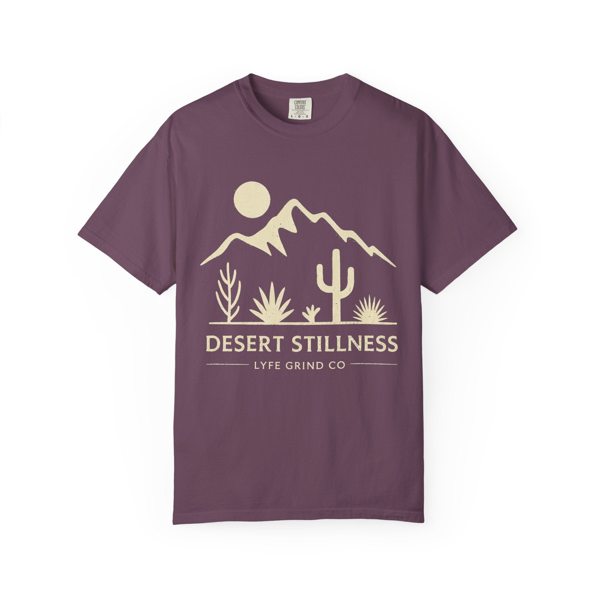 Desert Stillness T-Shirt | Arizona Desert Graphic Tee | Vintage Mountain Cactus Shirt | Minimalist Western Streetwear | Lyfe Grind Co