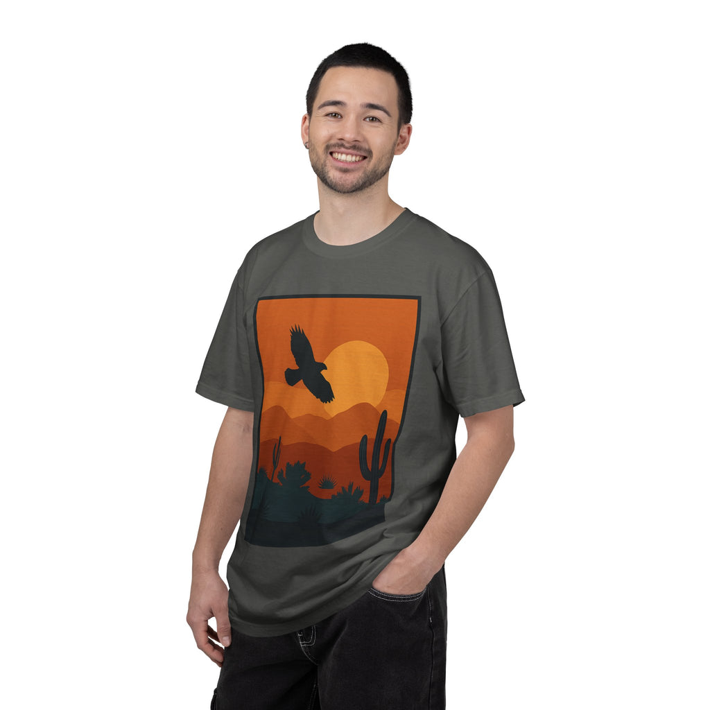 Soaring Hawk – Desert Sky | Premium Comfort Colors Desert Graphic Tee | Lyfe Grind Co.