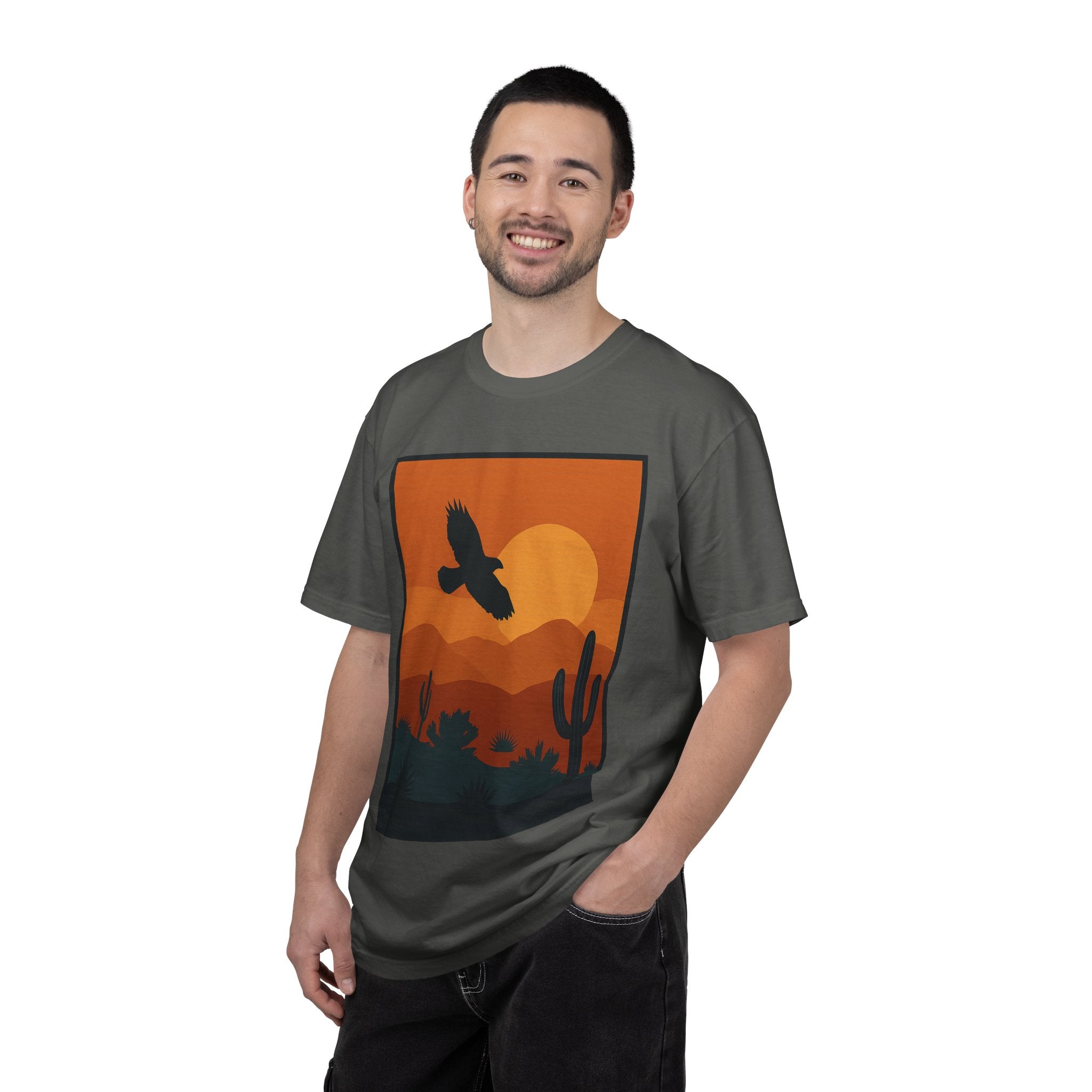 Soaring Hawk – Desert Sky | Premium Comfort Colors Desert Graphic Tee | Lyfe Grind Co.