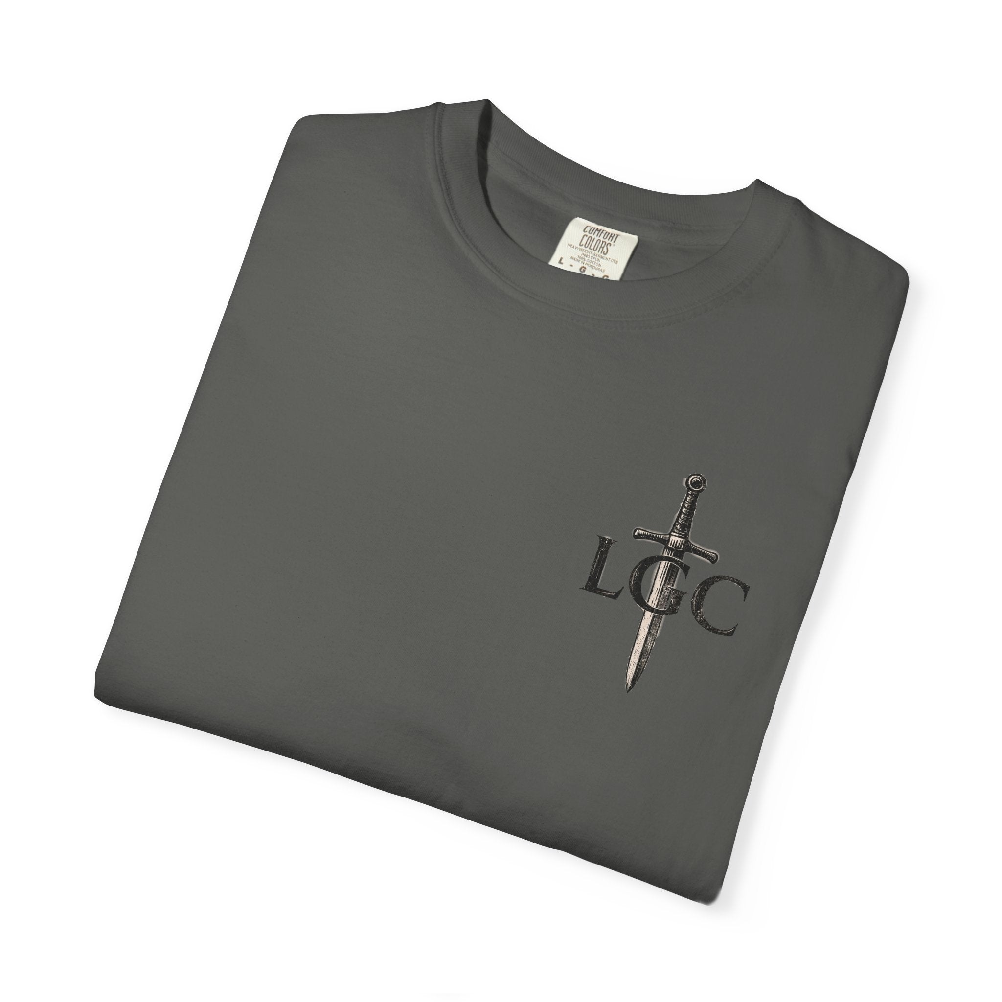Sword Oath “Forged in Discipline” Graphic T-Shirt – Medieval Sword Streetwear Tee, Motivational Discipline Shirt