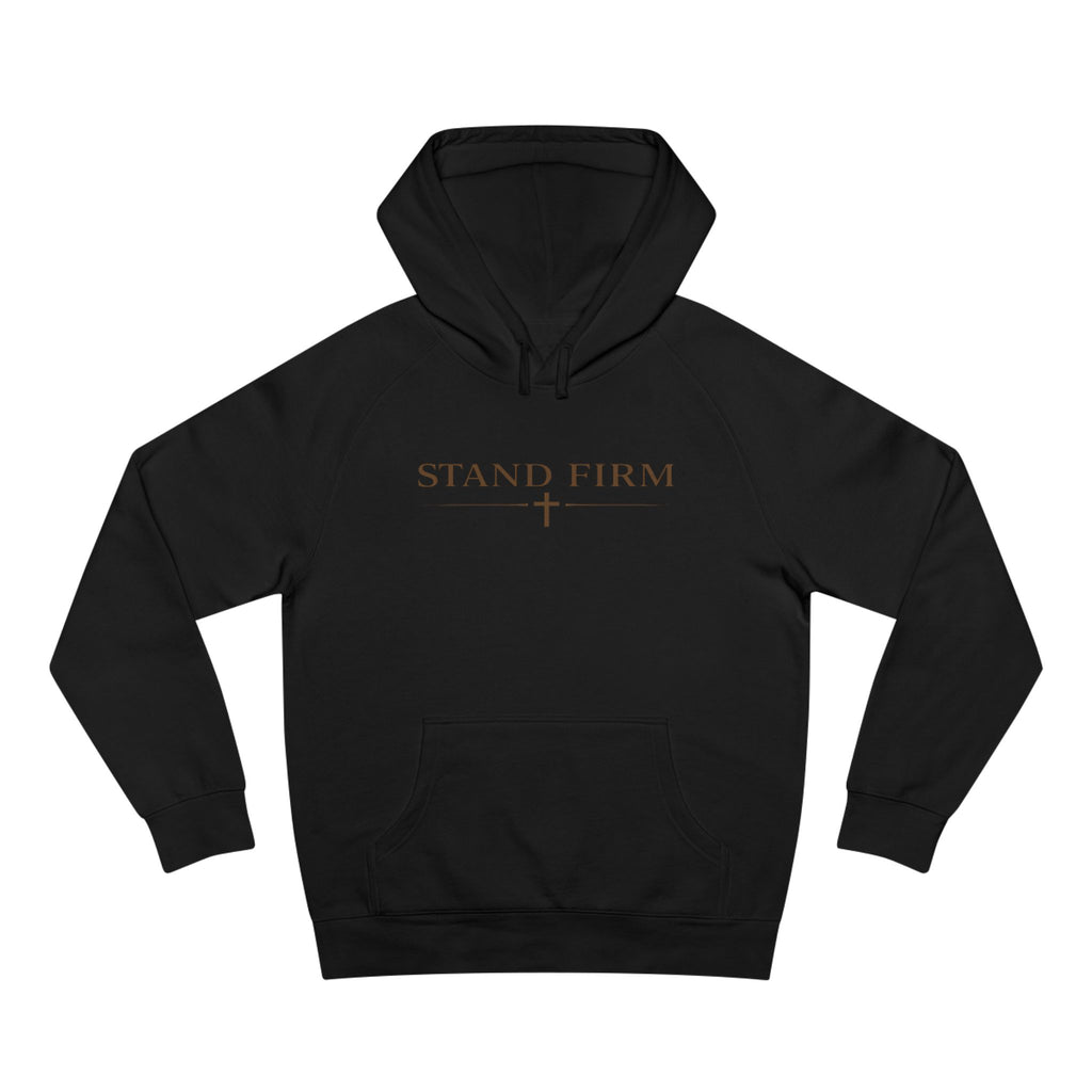Lyfe Grind Co “Stand Firm” Hoodie – Minimalist Christian Streetwear Pullover, Faith-Based Sweatshirt, Cross Graphic Hoodie