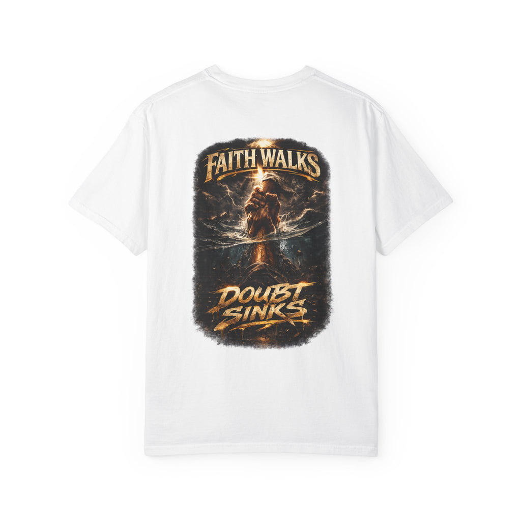 Faith Walks Doubt Sinks T-Shirt – Matthew 14:29–31 Christian Streetwear
