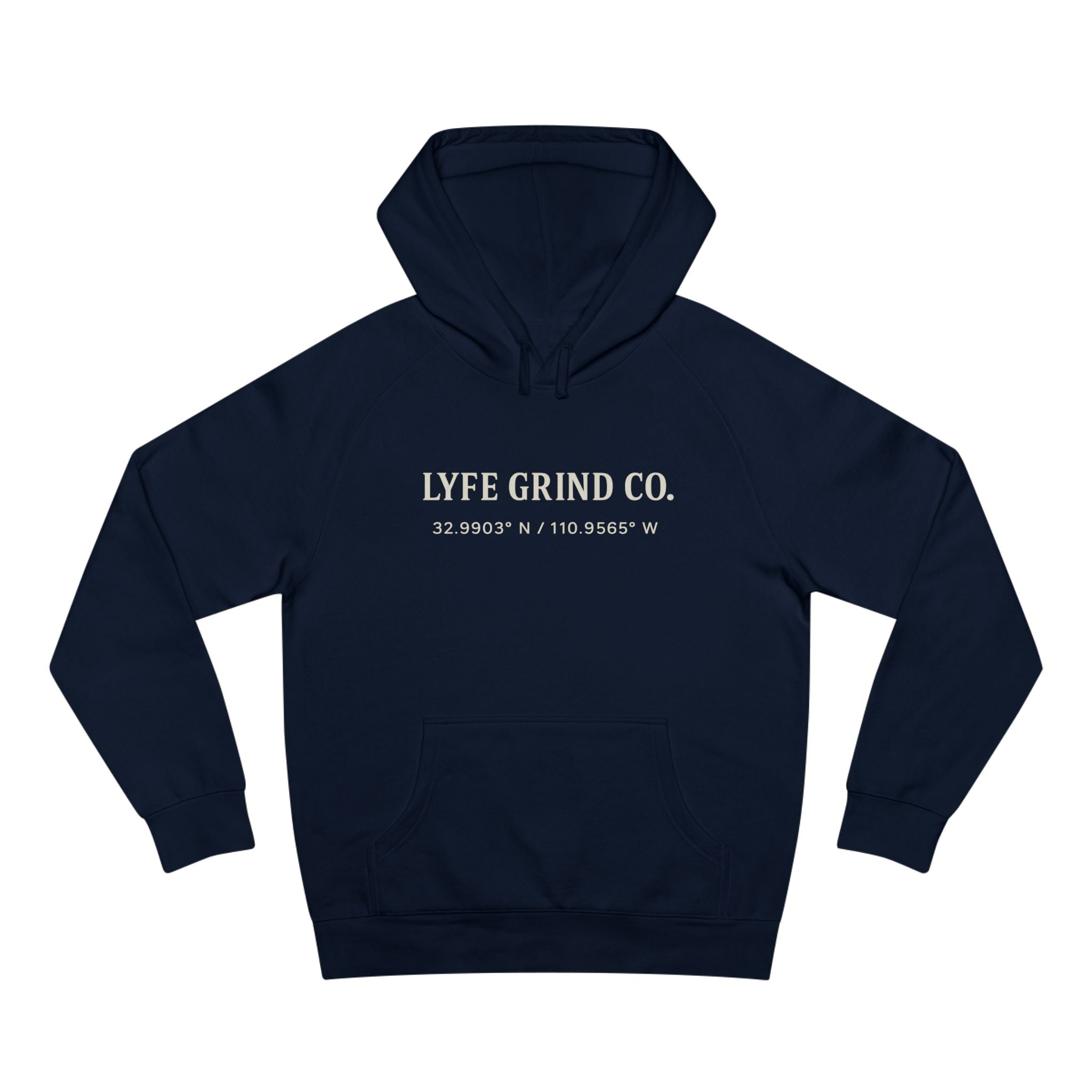 Lyfe Grind Co Logo Hoodie – Desert Division Streetwear Pullover, Minimalist Premium Hoodie, Arizona Coordinates Sweatshirt