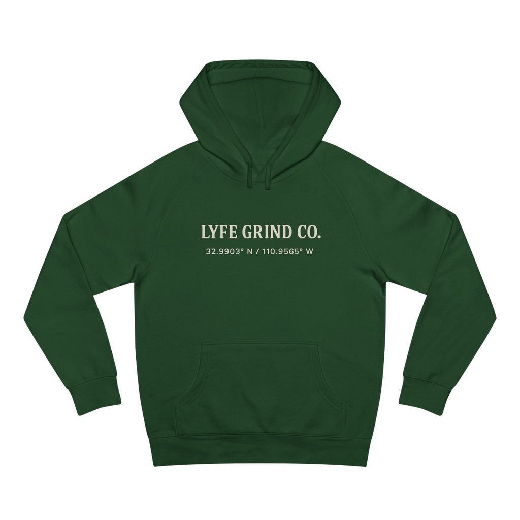 Lyfe Grind Co Logo Hoodie – Desert Division Streetwear Pullover, Minimalist Premium Hoodie, Arizona Coordinates Sweatshirt