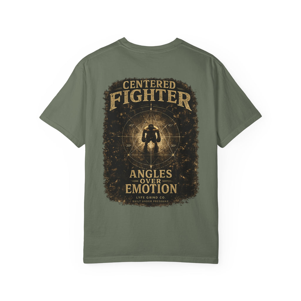 Centered Fighter Tee – LyfeGrind Co. | Angles Over Emotion | Geometric Balance Series