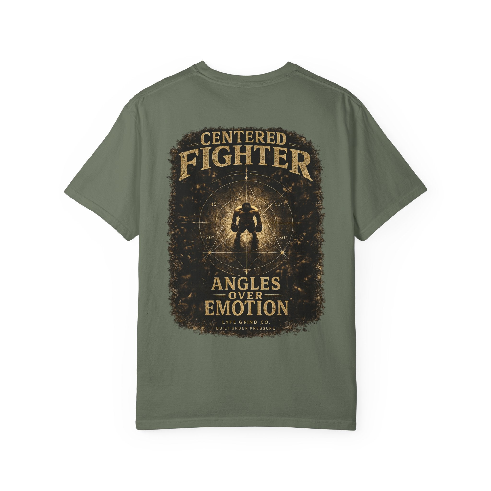 Centered Fighter Tee – LyfeGrind Co. | Angles Over Emotion | Geometric Balance Series