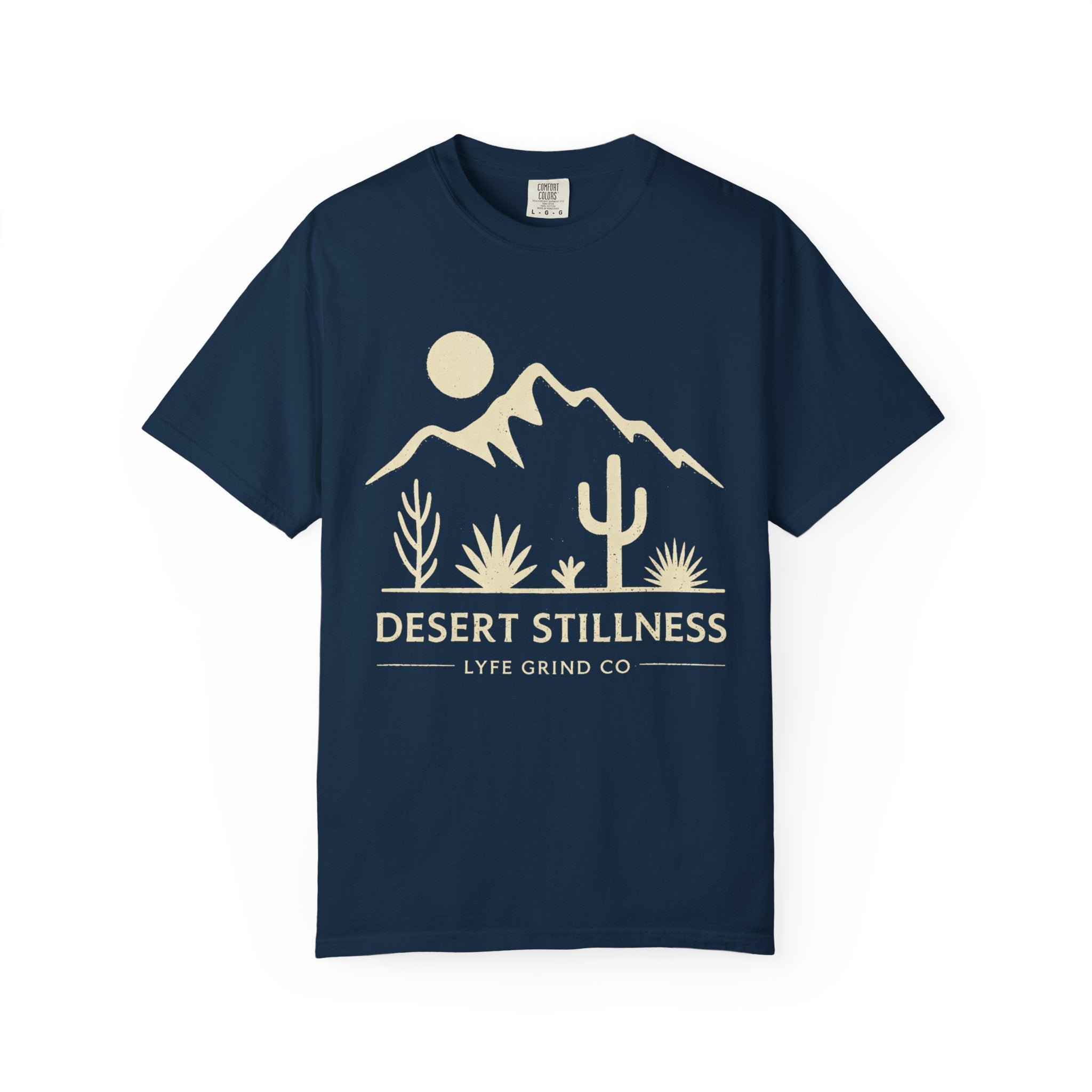 Desert Stillness T-Shirt | Arizona Desert Graphic Tee | Vintage Mountain Cactus Shirt | Minimalist Western Streetwear | Lyfe Grind Co