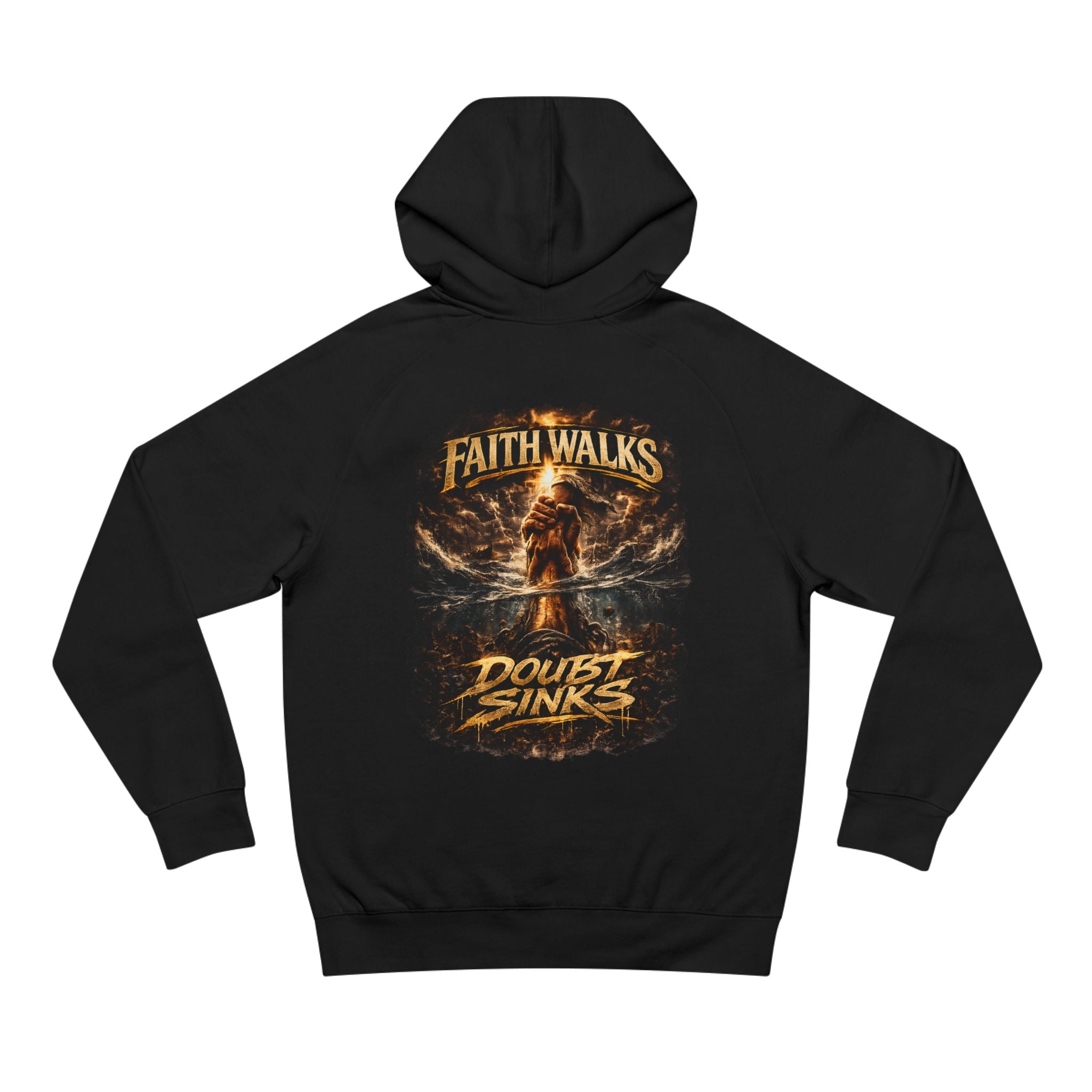 Lyfe Grind Co “Faith Walks, Doubt Sinks” Hoodie – Christian Streetwear Pullover, Matthew 14:29–31 Faith-Based Graphic Hoodie