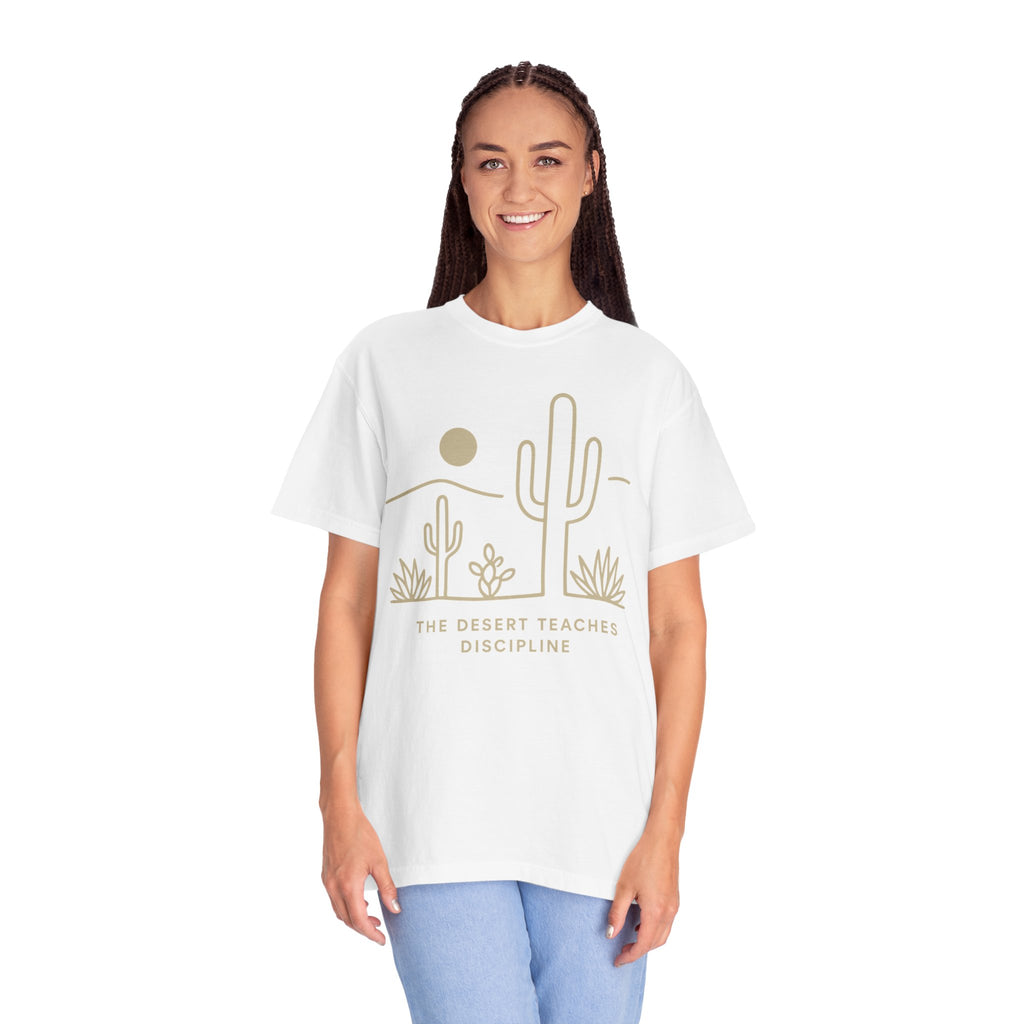 Lyfe Grind Co. – The Desert Teaches Discipline | Comfort Colors® 1717 | Western Minimal Desert Tee (Brick)