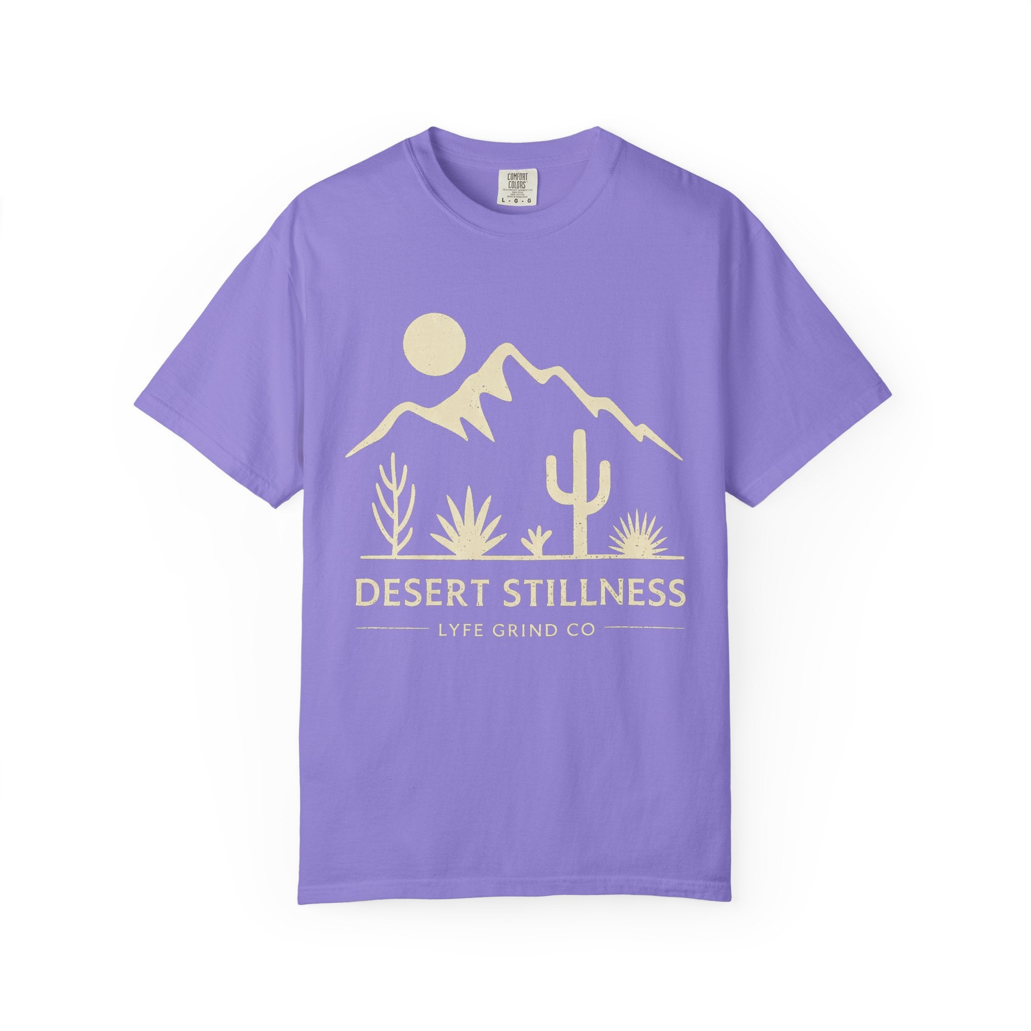 Desert Stillness T-Shirt | Arizona Desert Graphic Tee | Vintage Mountain Cactus Shirt | Minimalist Western Streetwear | Lyfe Grind Co