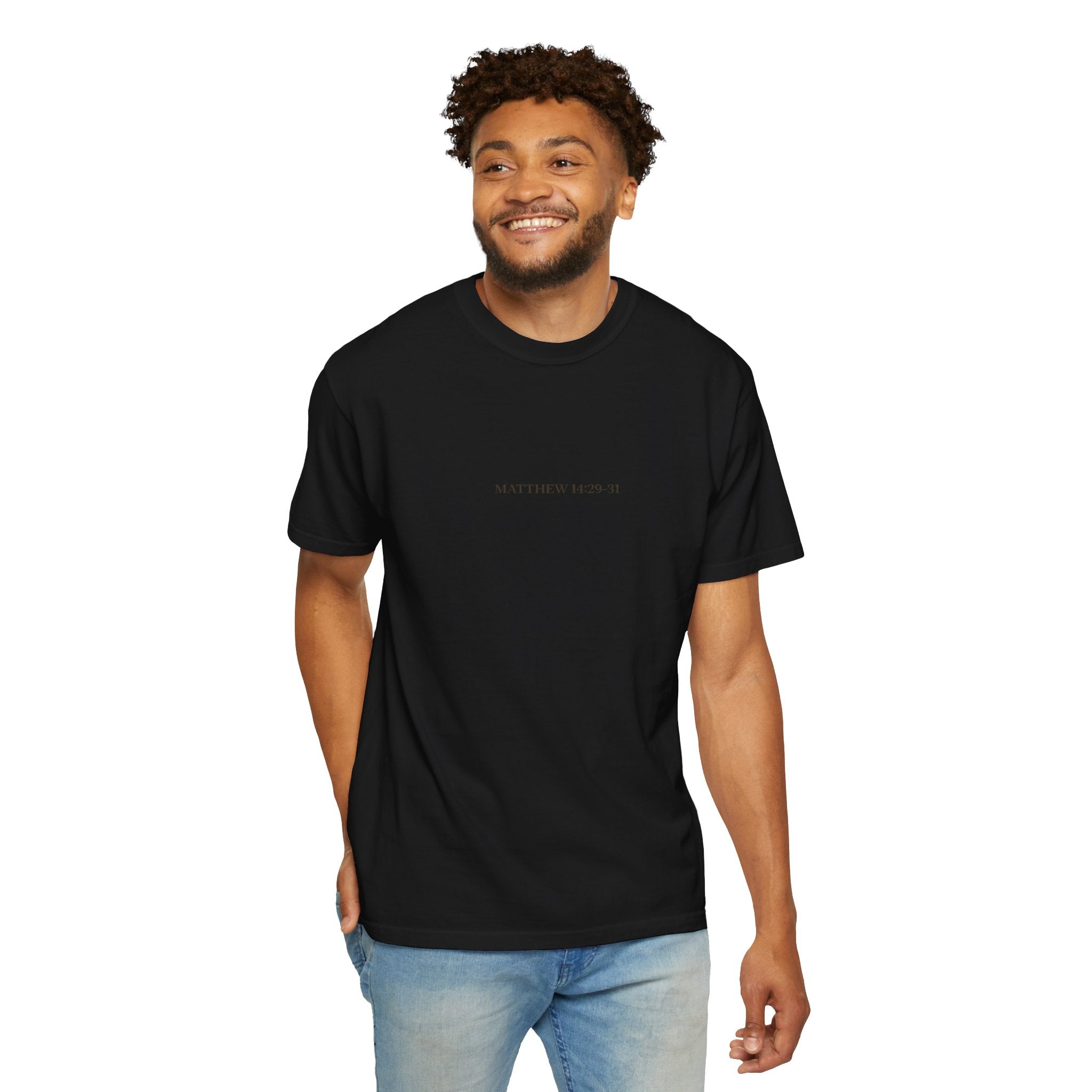 Faith Walks Doubt Sinks T-Shirt – Matthew 14:29–31 Christian Streetwear