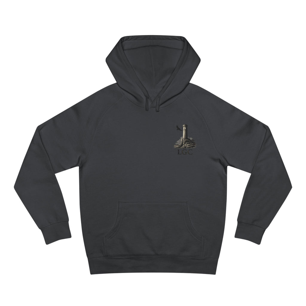 Lyfe Grind Co “Stand Guard” Watchtower Hoodie – Streetwear Graphic Pullover, Discipline & Resilience Hoodie, Minimal Front / Bold Back Sweatshirt