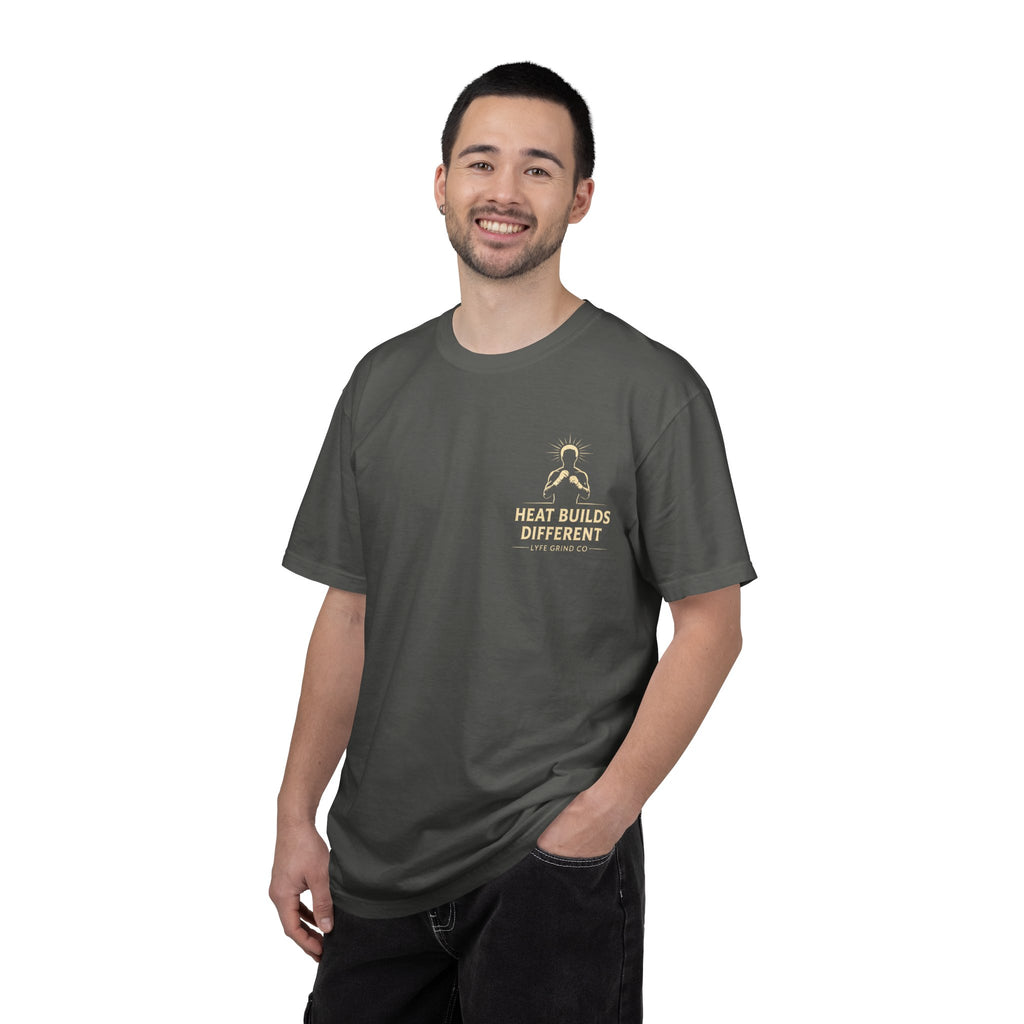 Heat Builds Different T-Shirt | Boxing Streetwear Tee | Motivational Gym Shirt | Desert Graphic Tee | Lyfe Grind Co