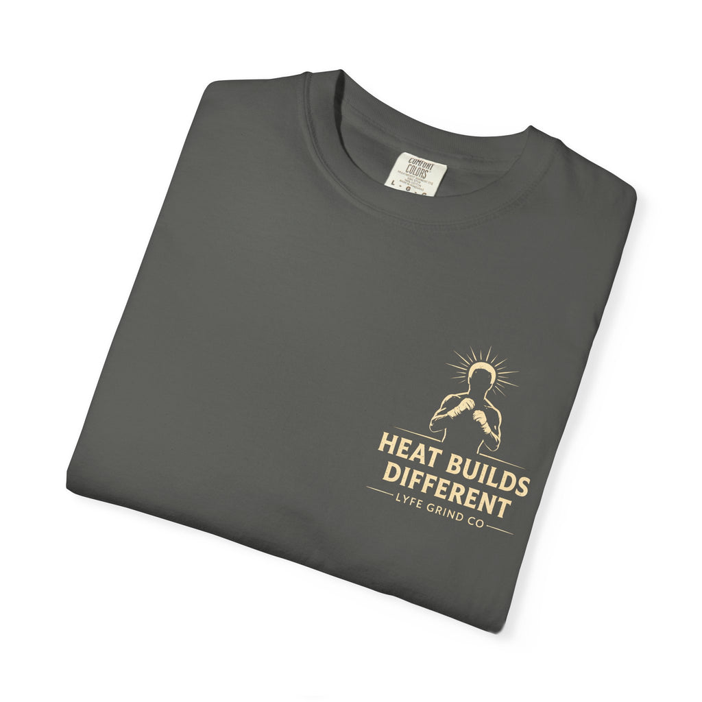 Heat Builds Different T-Shirt | Boxing Streetwear Tee | Motivational Gym Shirt | Desert Graphic Tee | Lyfe Grind Co