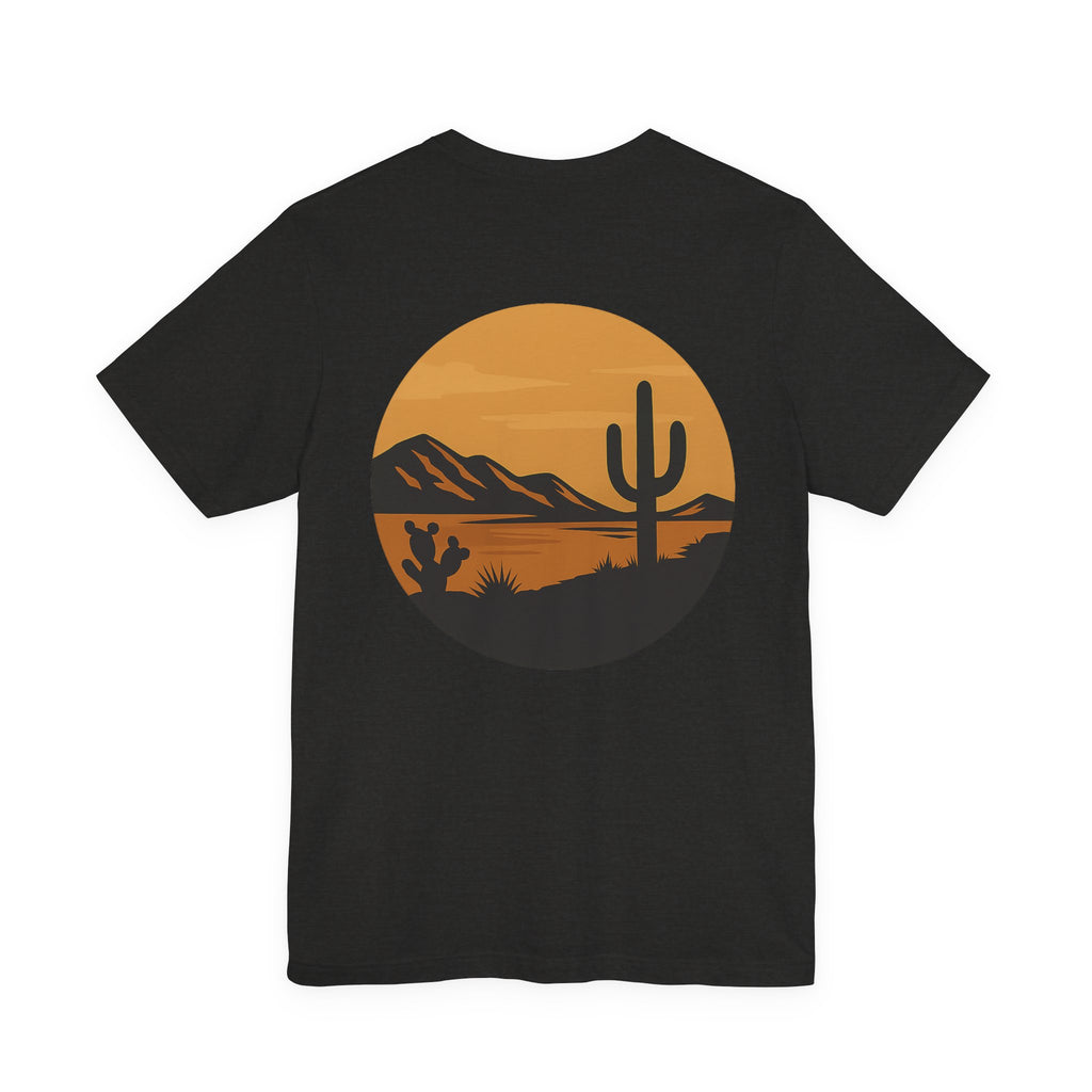 Lyfe Grind Co. – Desert Division Sunset Circle Women’s Tee (Front Micro Logo + Back Graphic)